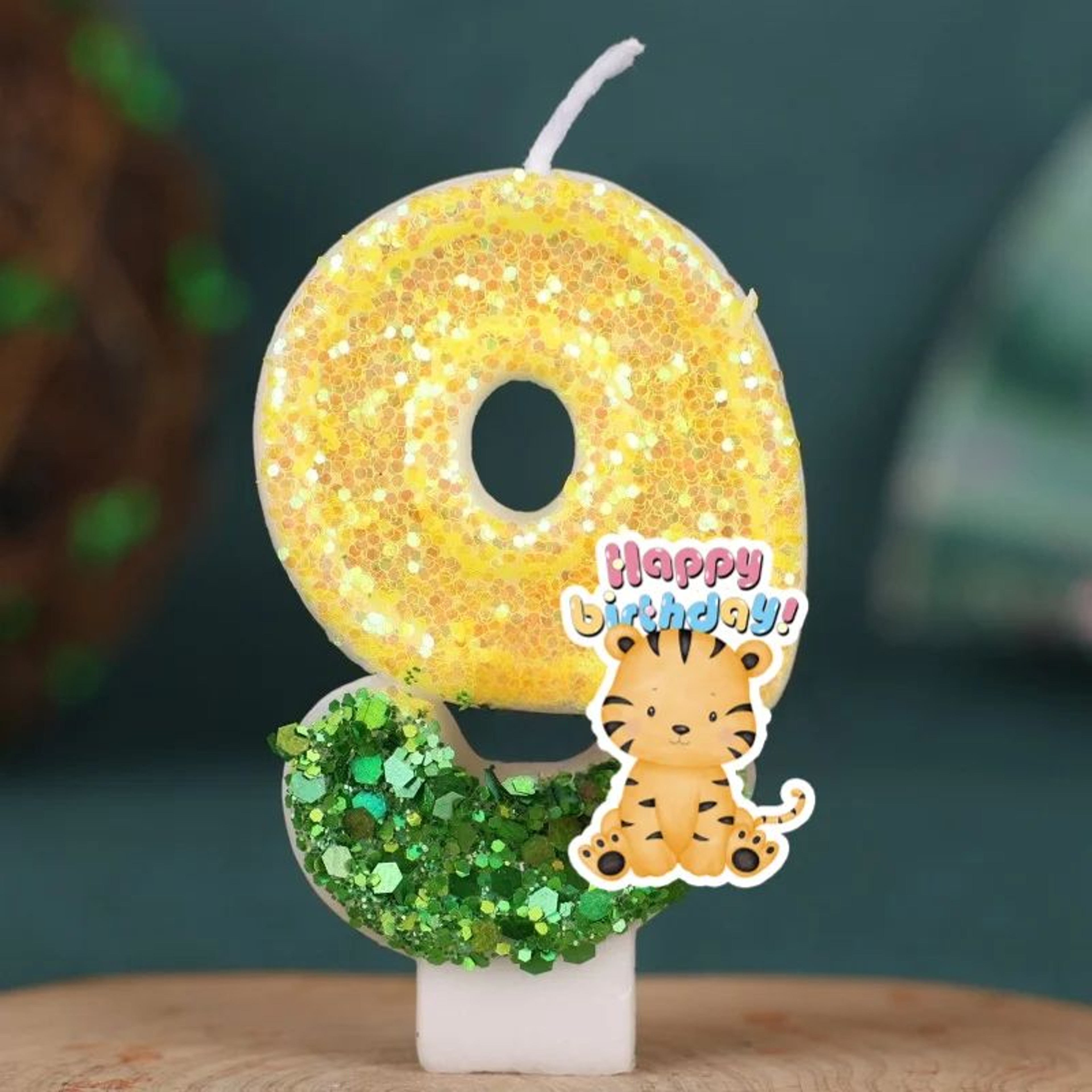 Forest Animal Leopard Number Digital Candle 09  Cartoon Birthday Cake Decoration For Kids Party 15