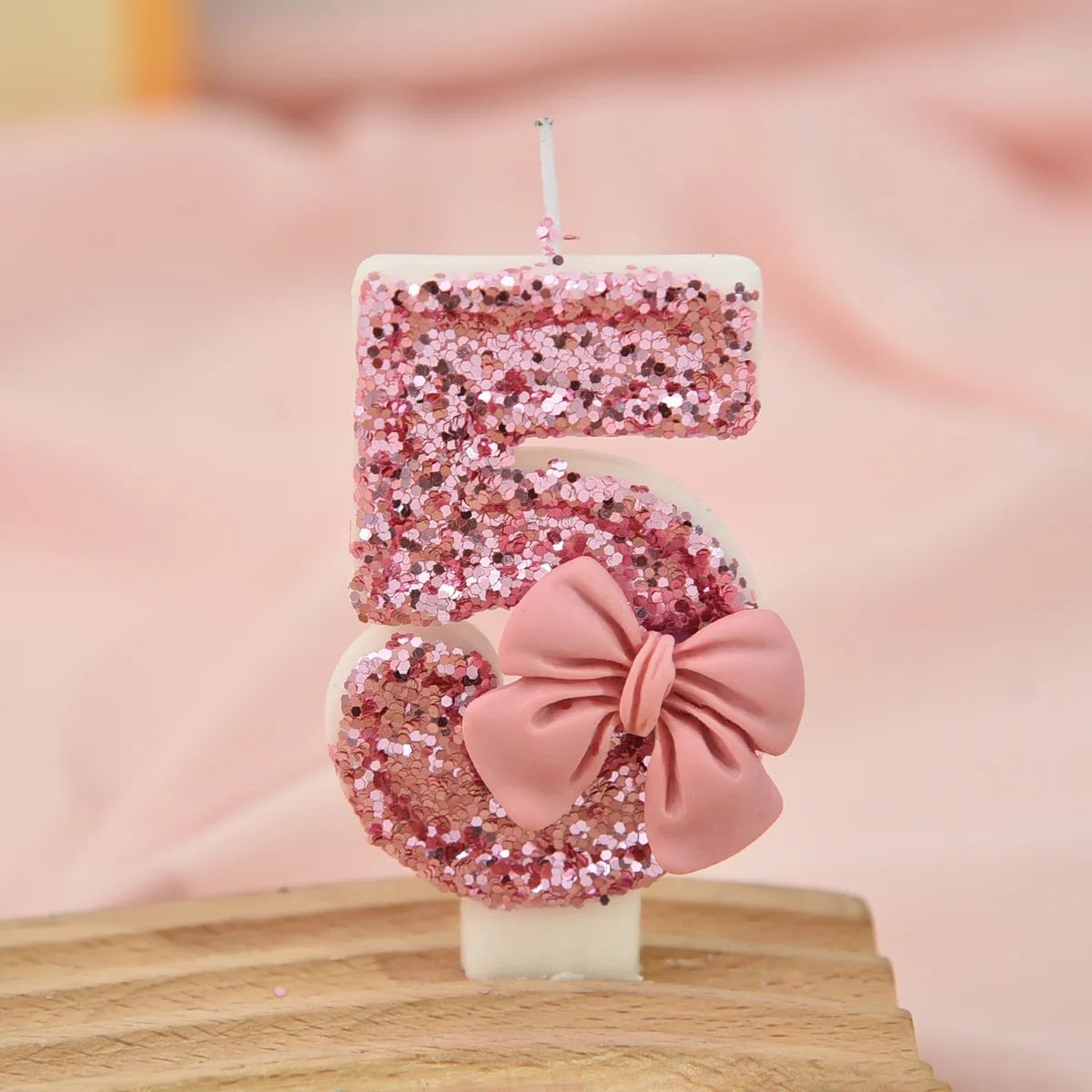 Pink Bow Sequin Digital Birthday Cake Candle  Creative Anniversary  Party Cake Decoration 11
