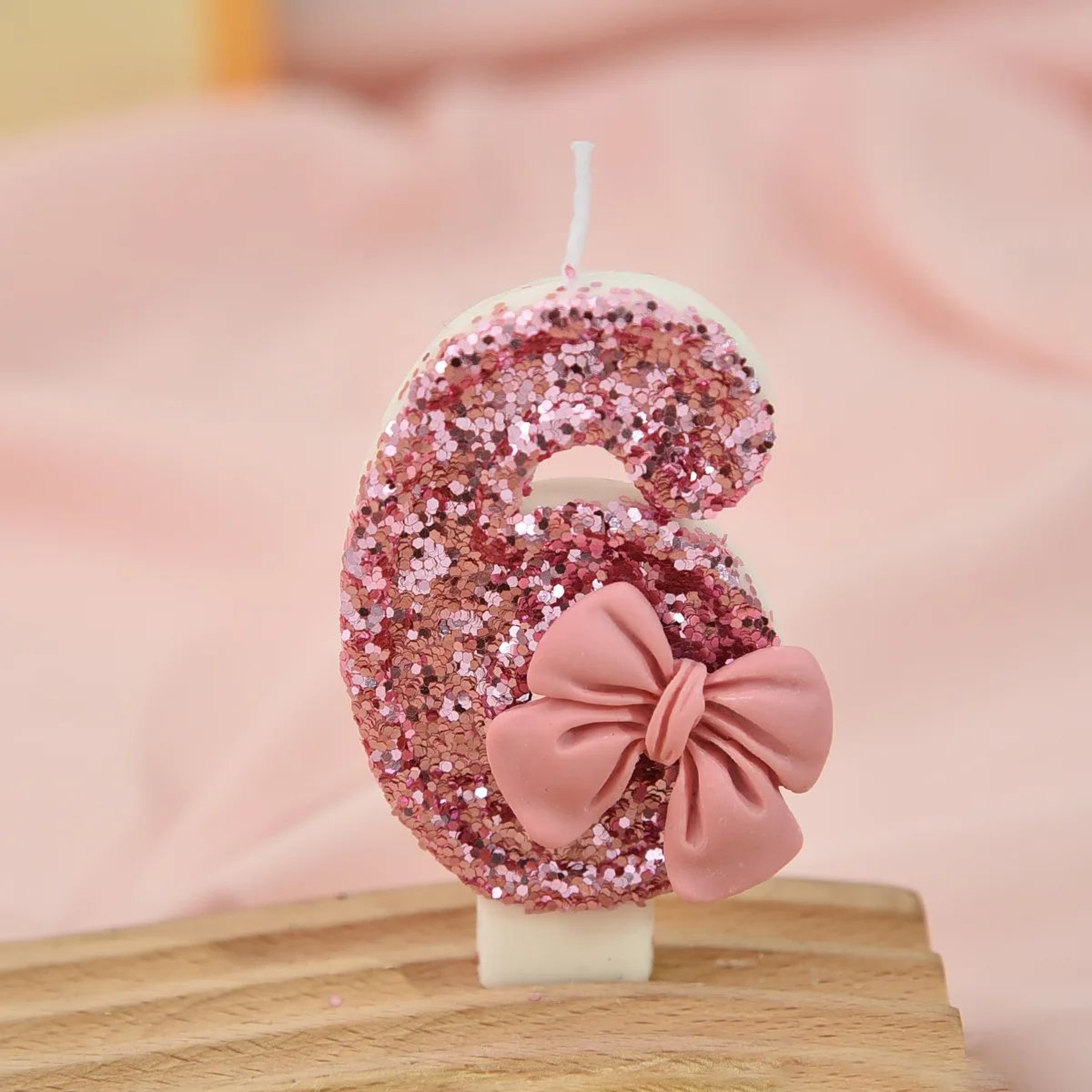 Pink Bow Sequin Digital Birthday Cake Candle  Creative Anniversary  Party Cake Decoration 12