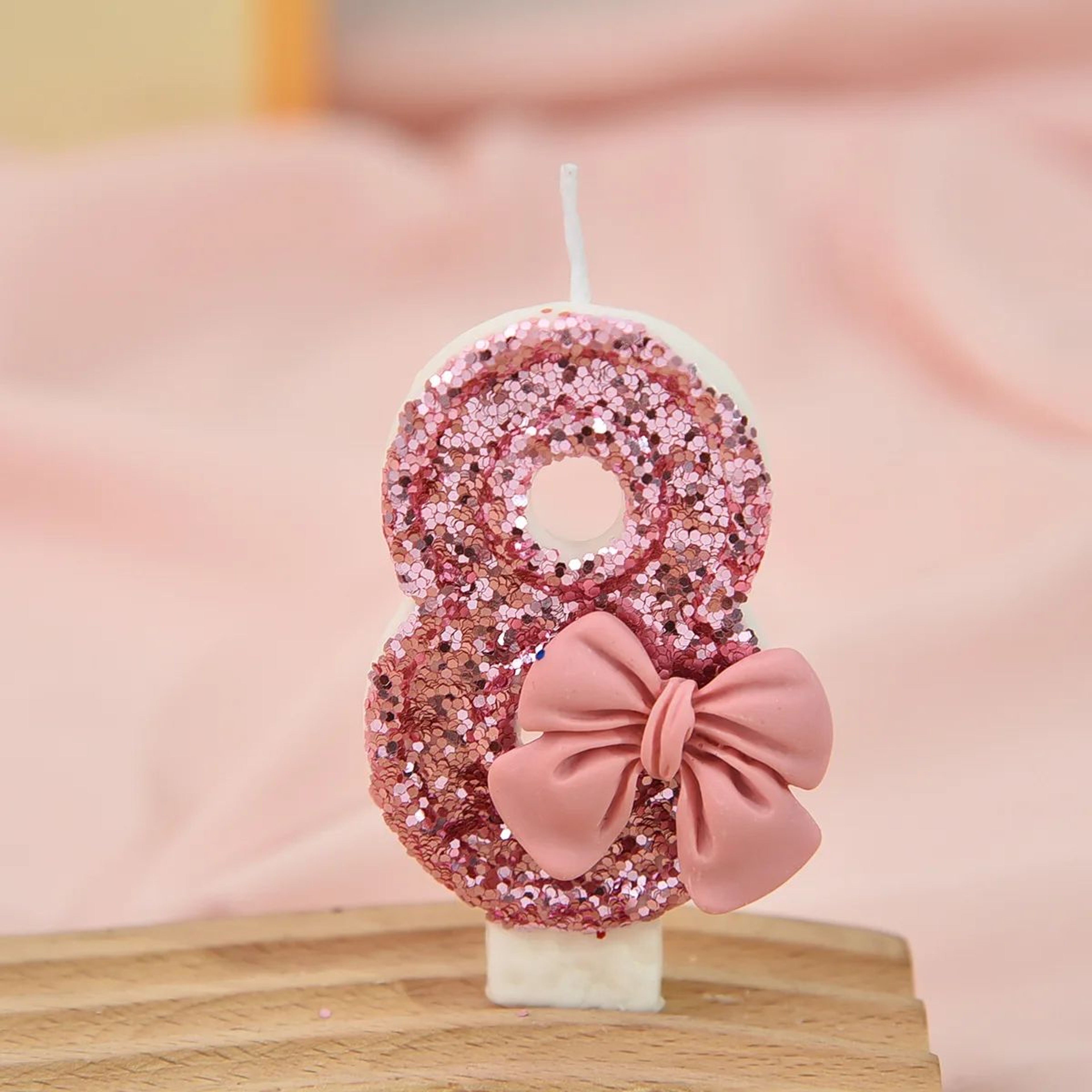 Pink Bow Sequin Digital Birthday Cake Candle  Creative Anniversary  Party Cake Decoration 14