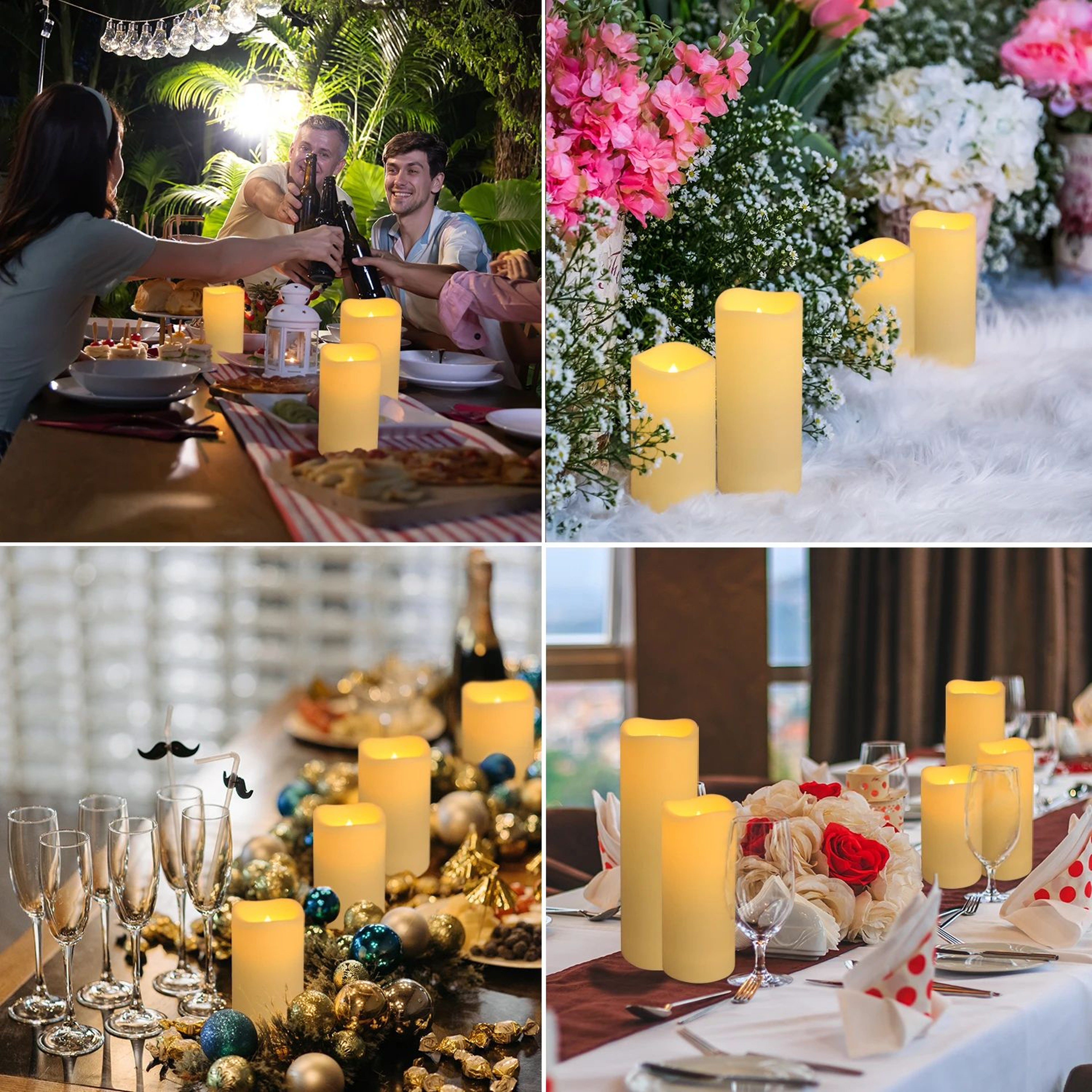 BatteryPowered LED Wax Candles With Remote Control  Flameless Dimmable Decorative Pillar Candles 4