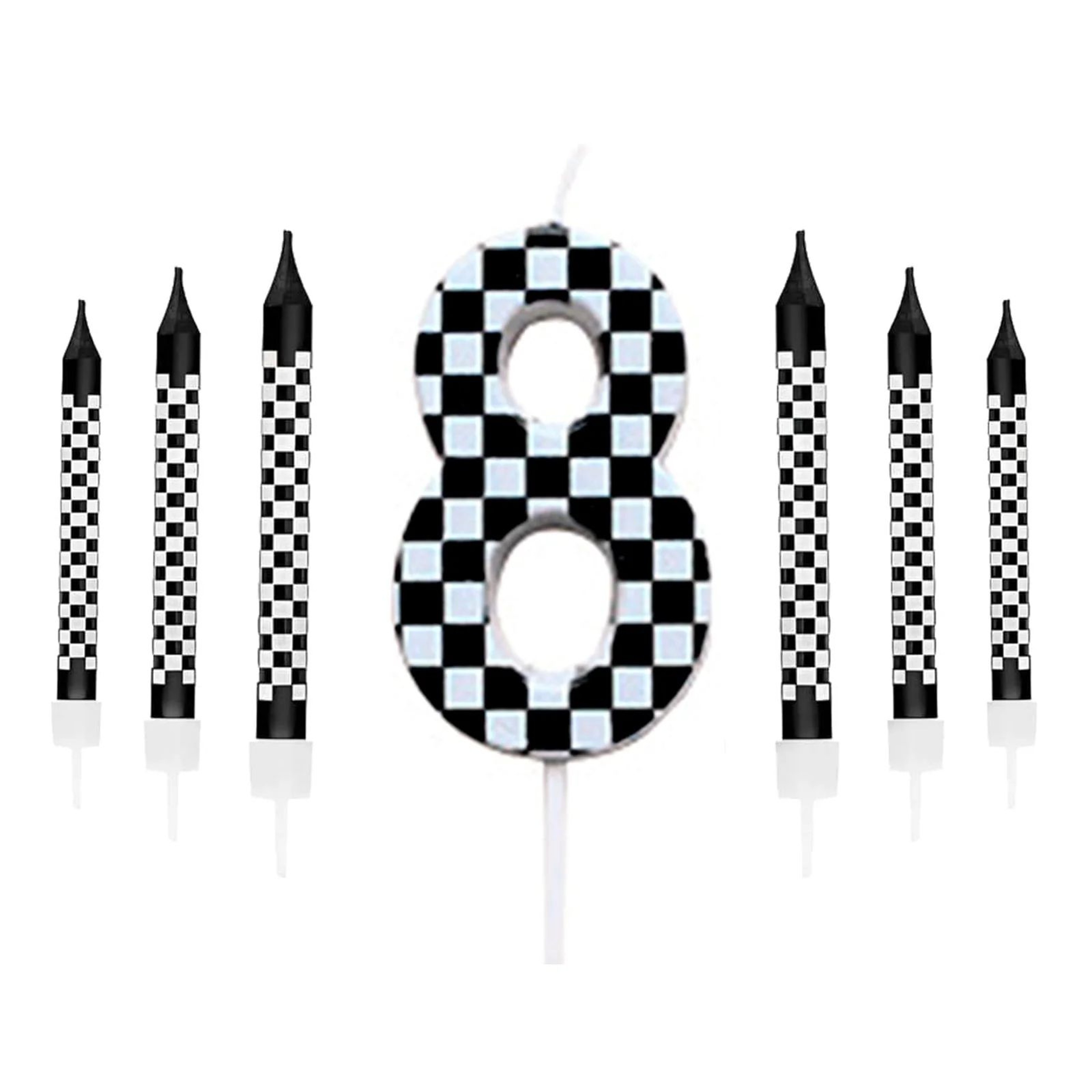 7pcs Racing Cars Birthday Candle Set  Number Cake Candles With Checkered Party Decorations 14