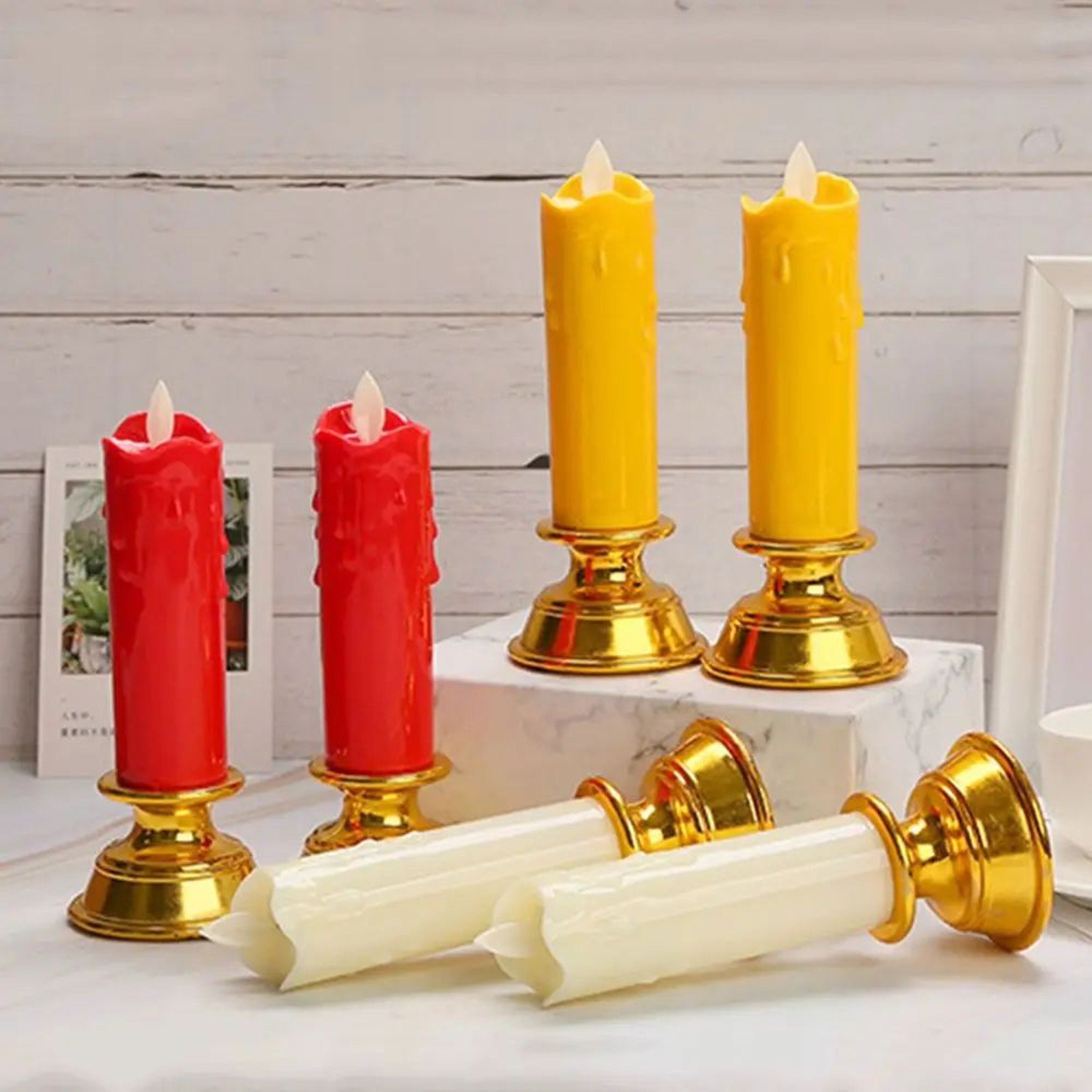 2pcs LED Flameless Electronic Candle Lights With Fairy String  Battery Operated Decorative Swing Ca 0