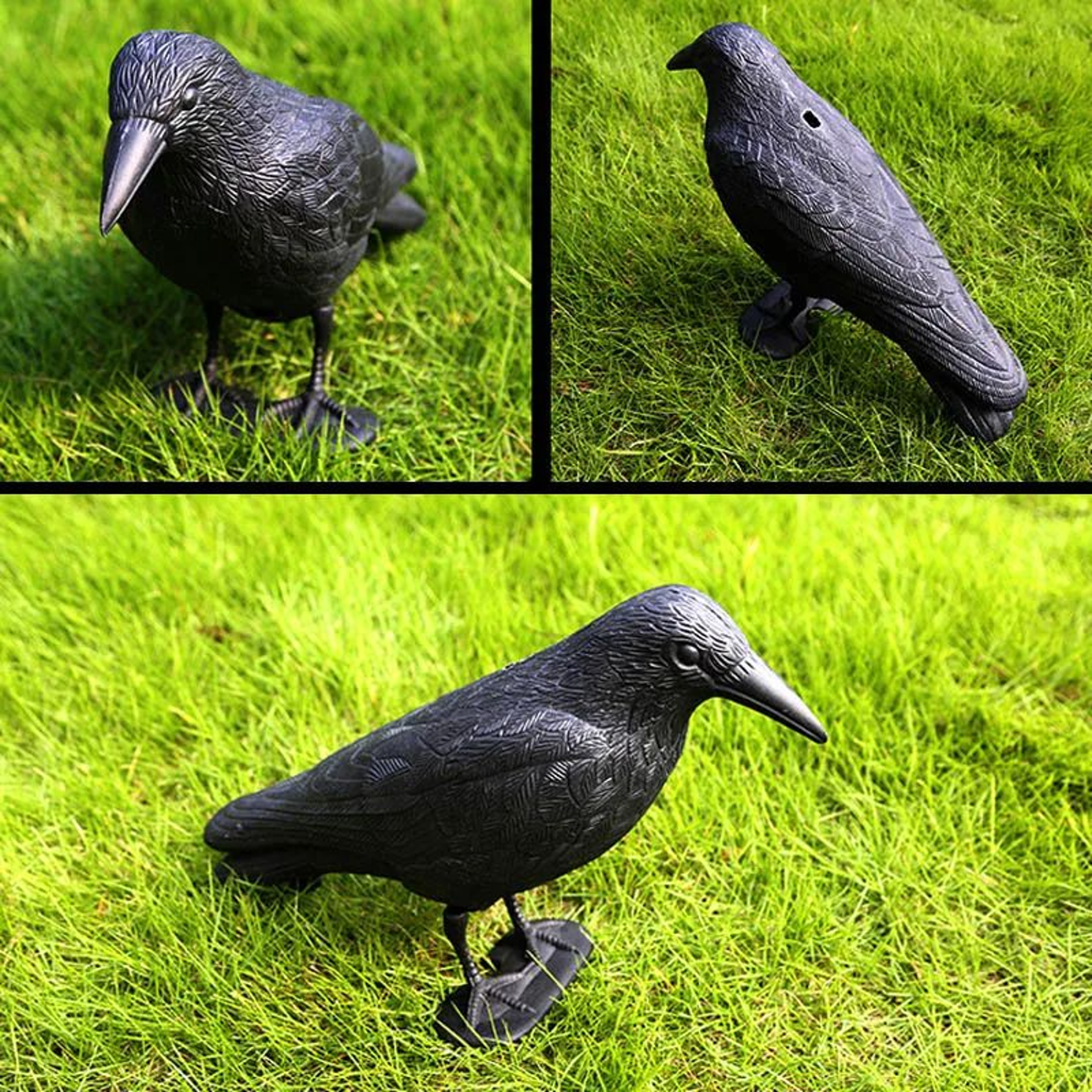 Simulation Black Crow Raven Bird Repellent  Realistic Pigeon Deterrent Garden Scare Decoration  Par 2
