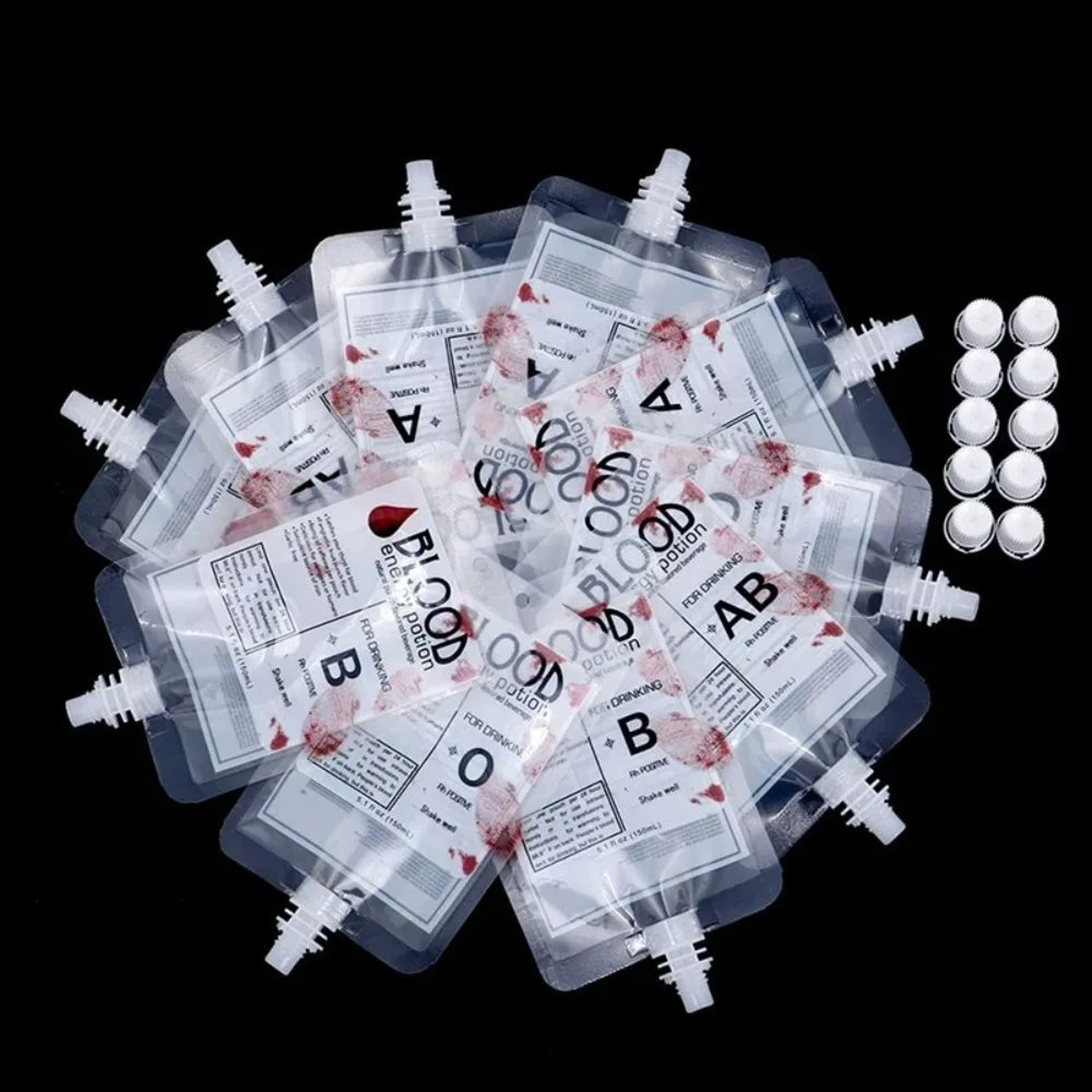 10pcs Halloween Vampire Blood Drink Pouches  Cosplay Beverage Bags Zombie Party Props  Reusable PVC 6