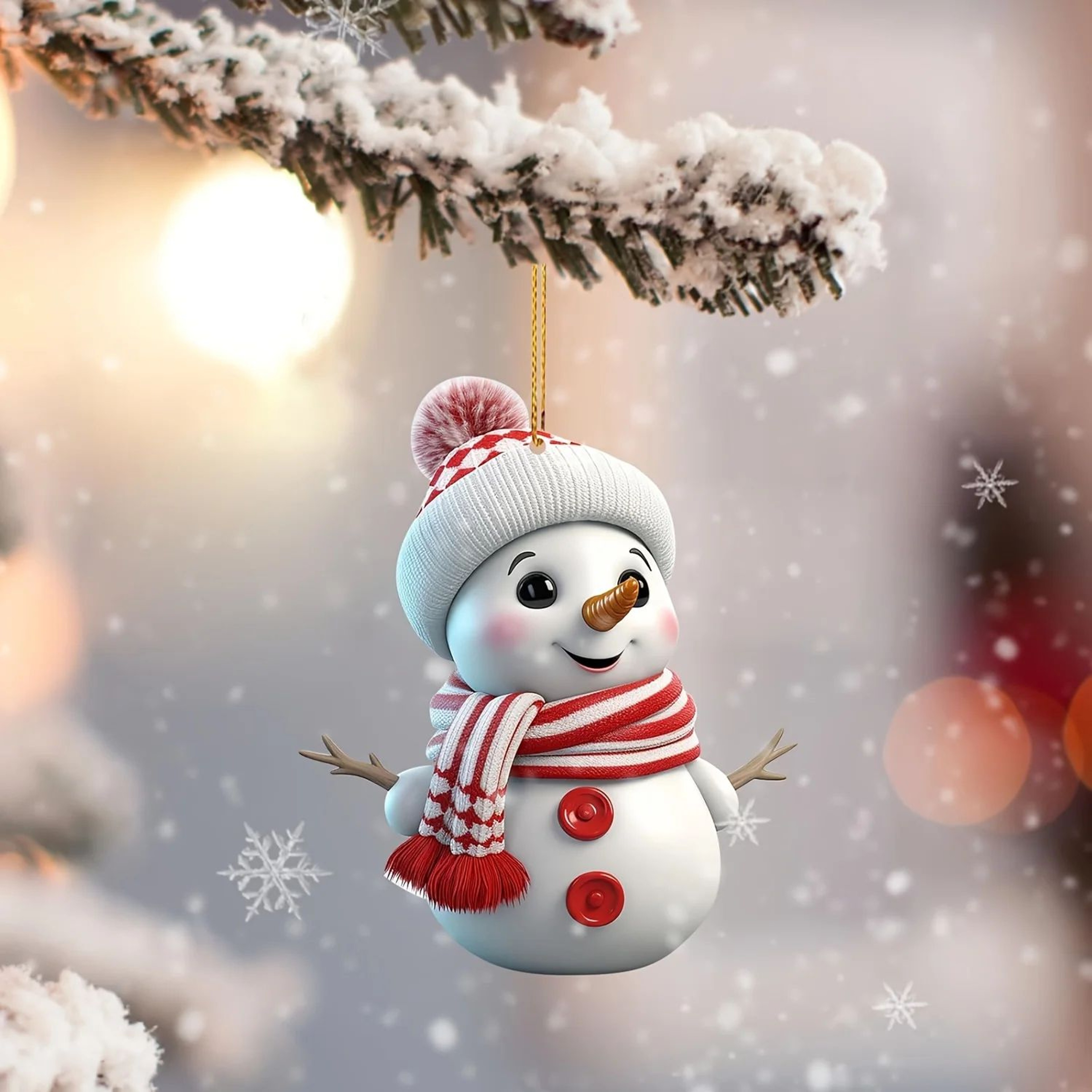 5pcs Acrylic Snowman Ornaments  2D Christmas Tree Hanging Decorations For Holiday Party Decor 1