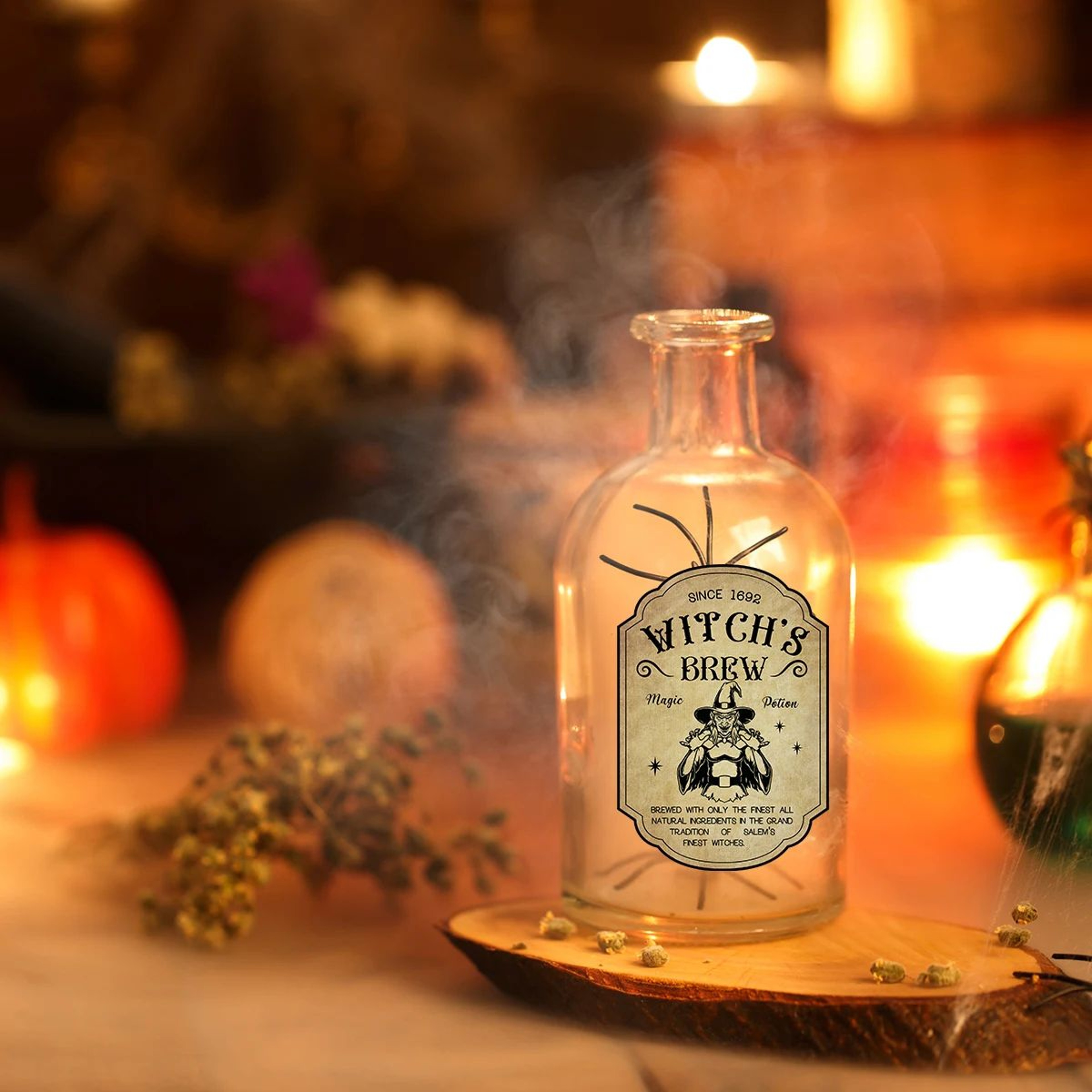 Halloween Retro Horror Wine Bottle Labels  Vintage Witch Potion Stickers  Gothic Party Decorations 4