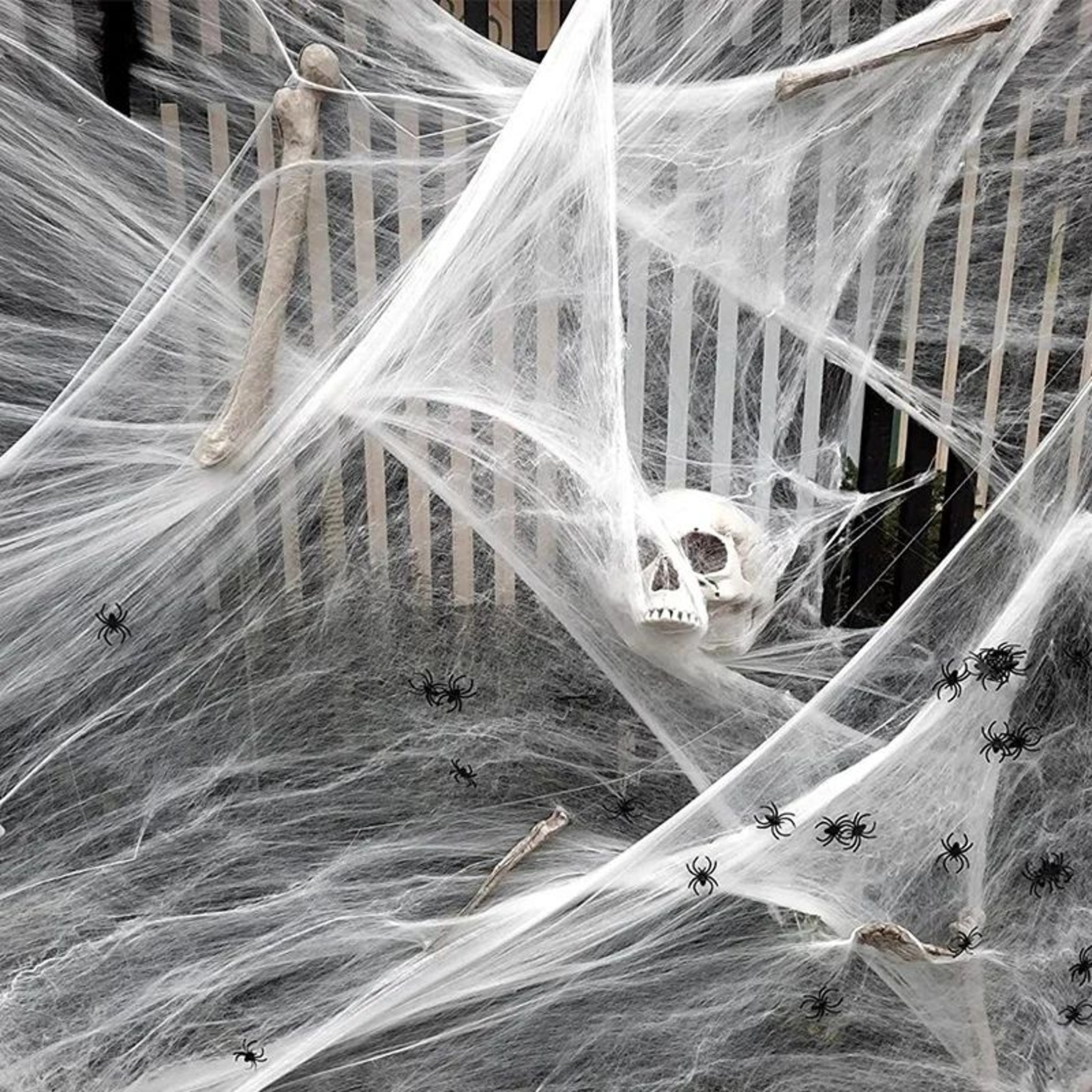 Halloween Stretchy Spider Web Decoration With 2 Fake Spiders  Artificial Cobweb For Haunted House P 0