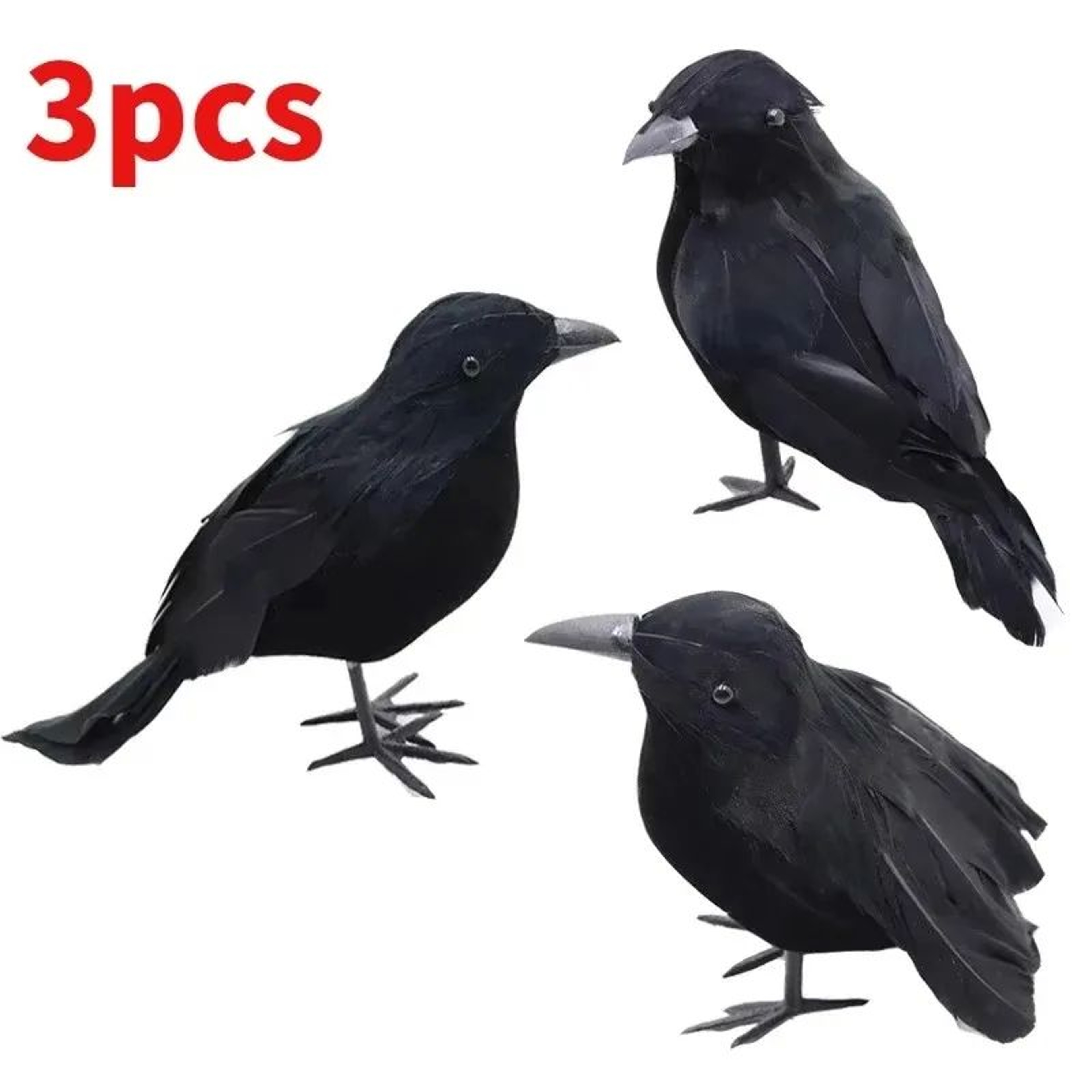 6pcs Realistic Artificial Crow Decorations  Feather Halloween Party Props  Spooky Home Decor 7