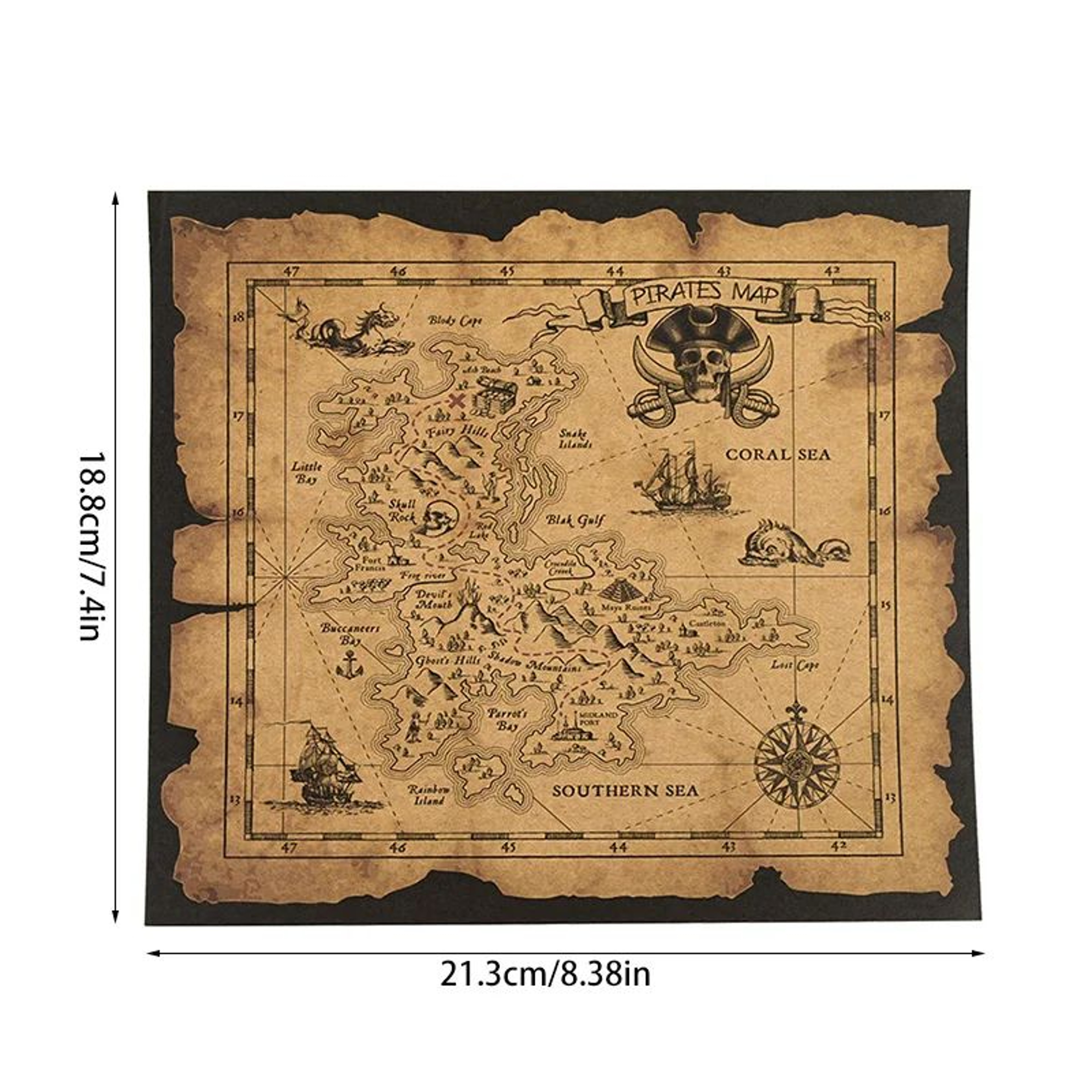 Vintage Pirate Treasure Map  Kids Party Treasure Hunt Prop Pirate Birthday Decoration  Halloween Fa 7