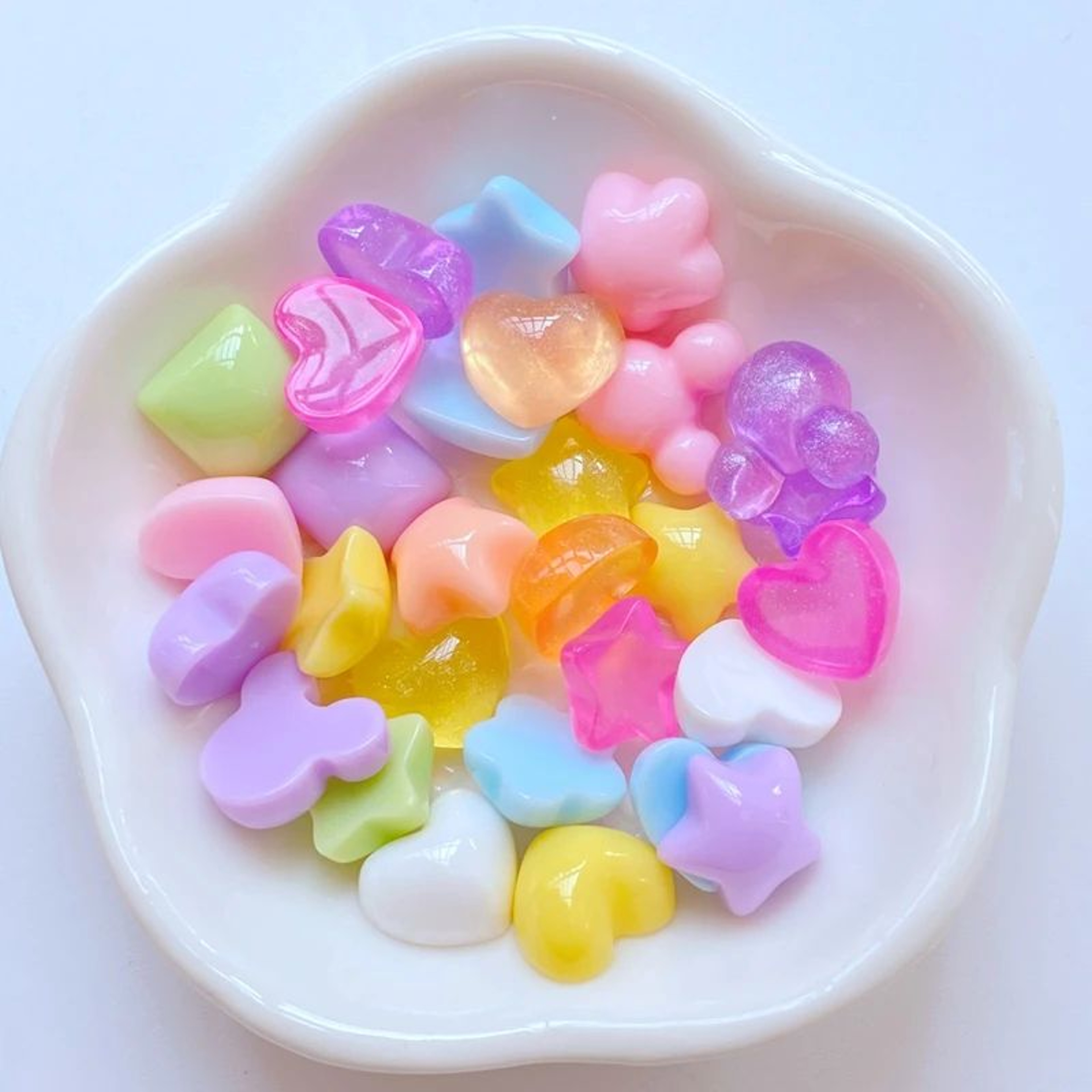 30pcs Cute Resin Flat Back Cabochons  Star Heart Square  Flower DIY Craft Embellishments 1