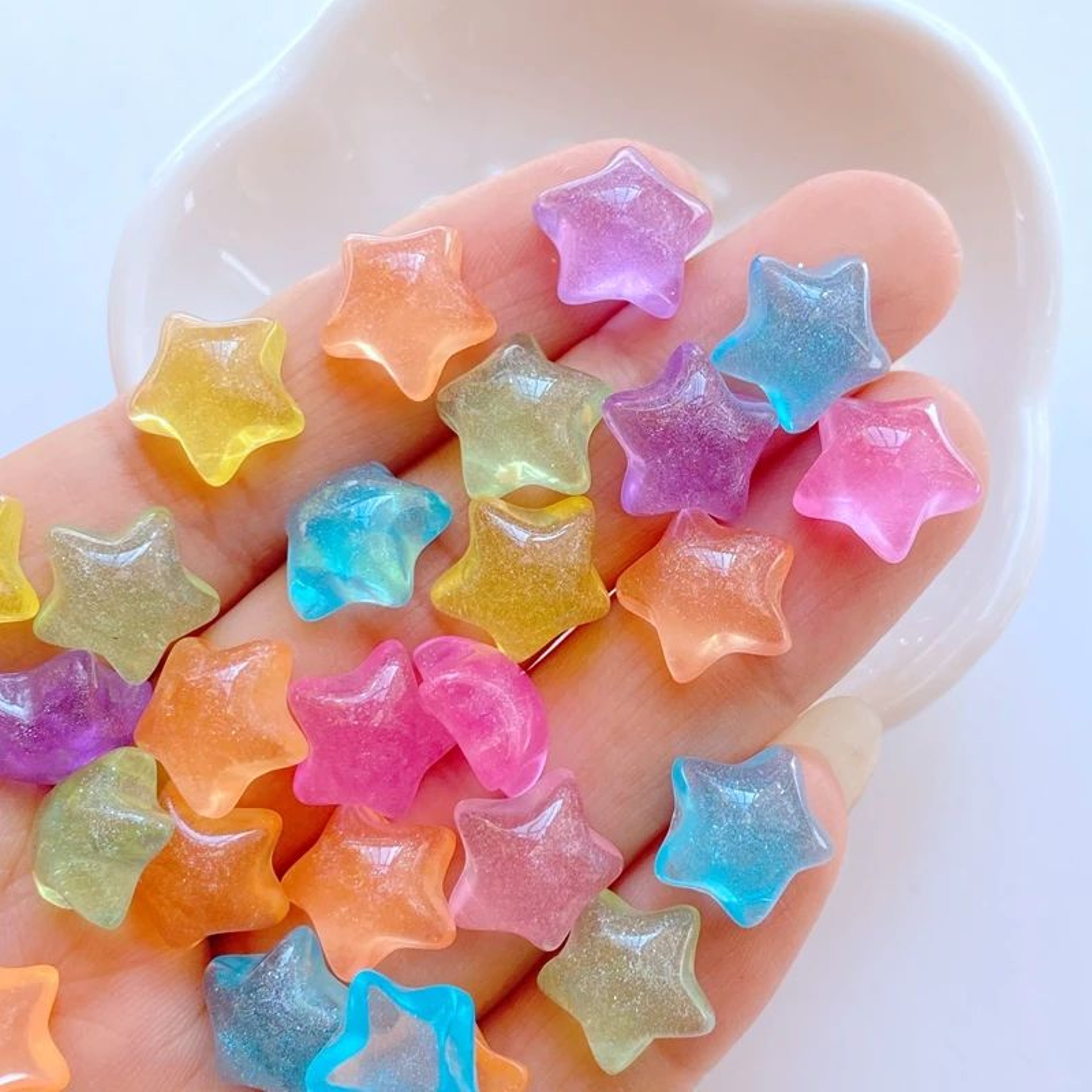 30pcs Cute Resin Flat Back Cabochons  Star Heart Square  Flower DIY Craft Embellishments 12