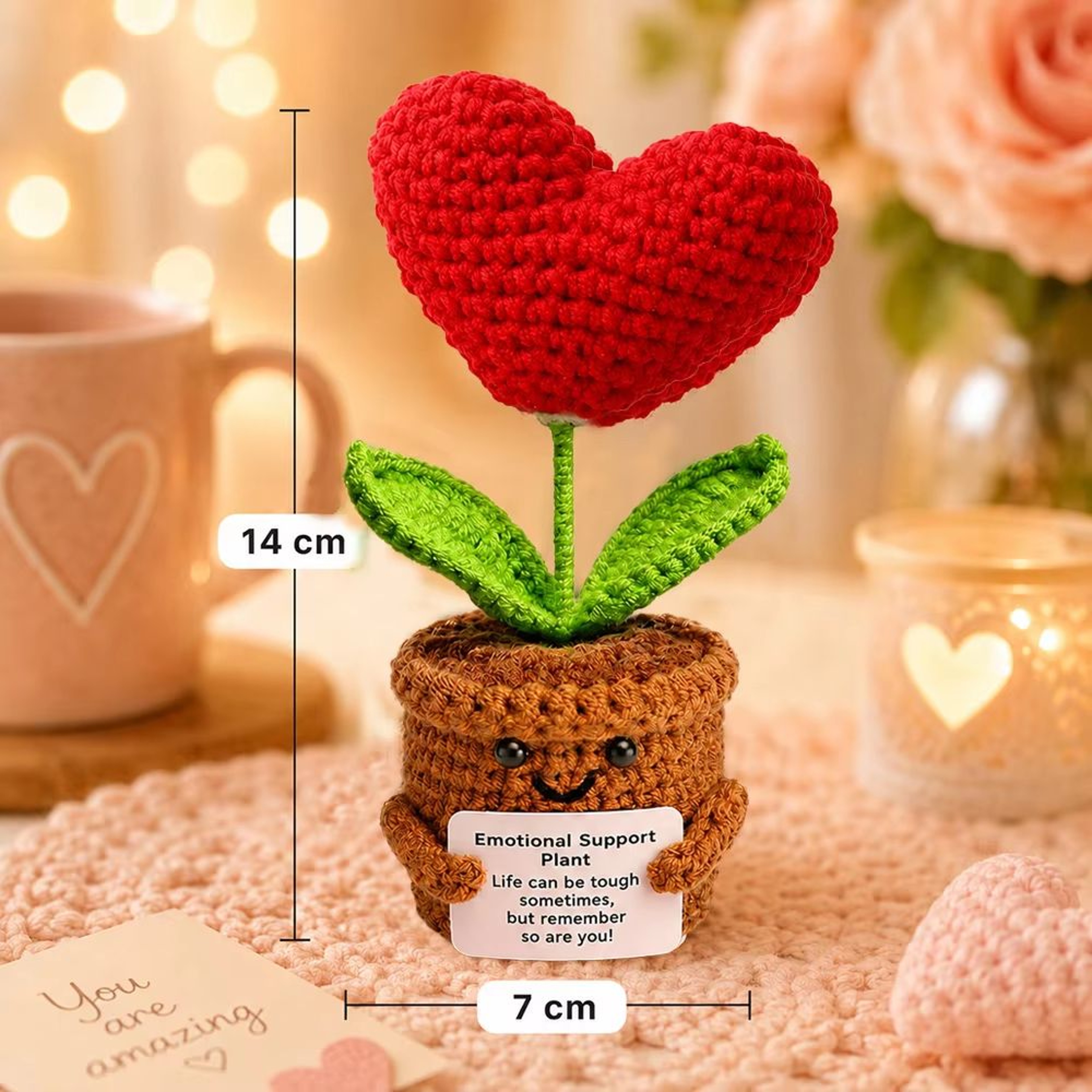 Positive Energy Pocket Hug Crochet Doll  Handmade Knitted Plush Emotional Support Gift With Card 16