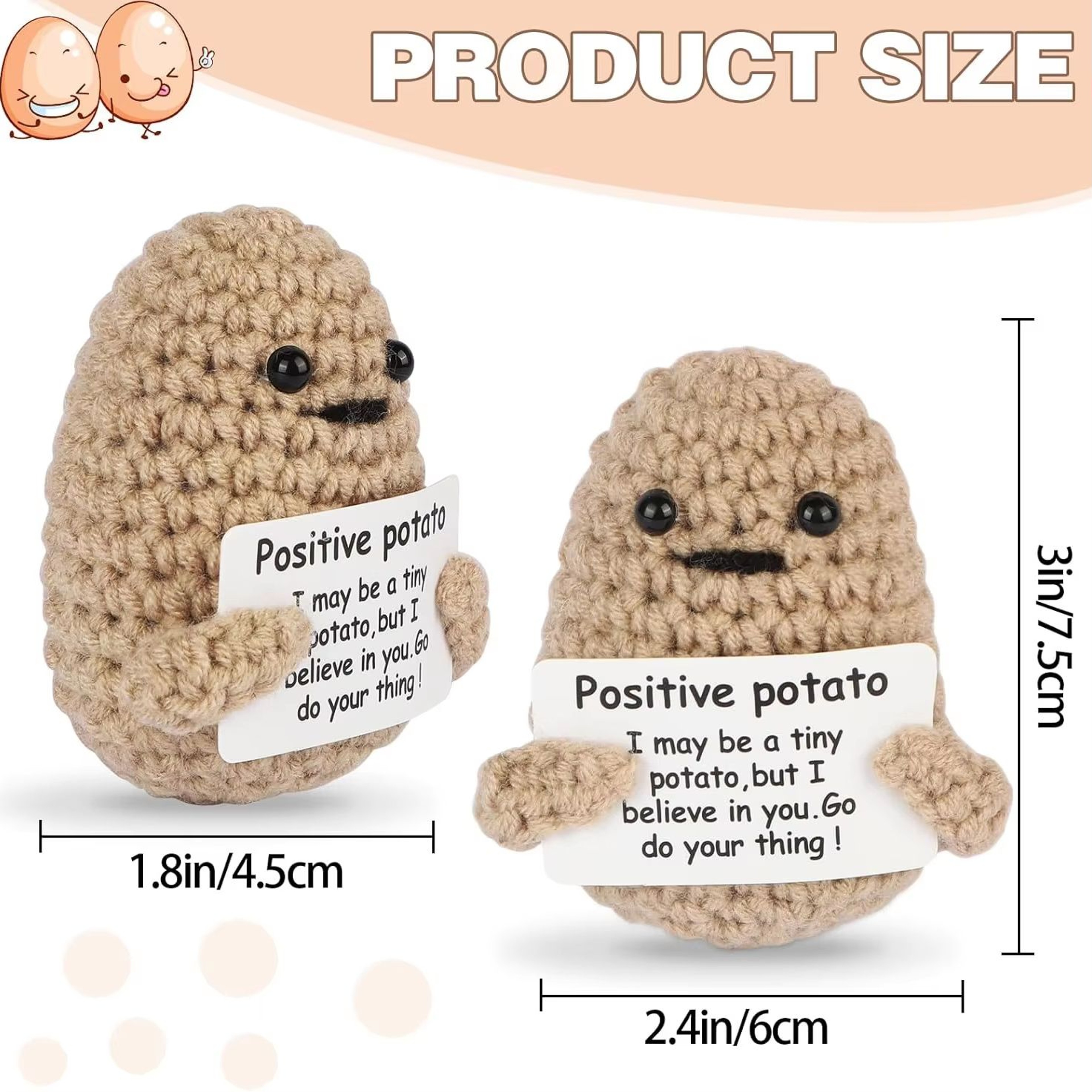 Positive Energy Pocket Hug Crochet Doll  Handmade Knitted Plush Emotional Support Gift With Card 18
