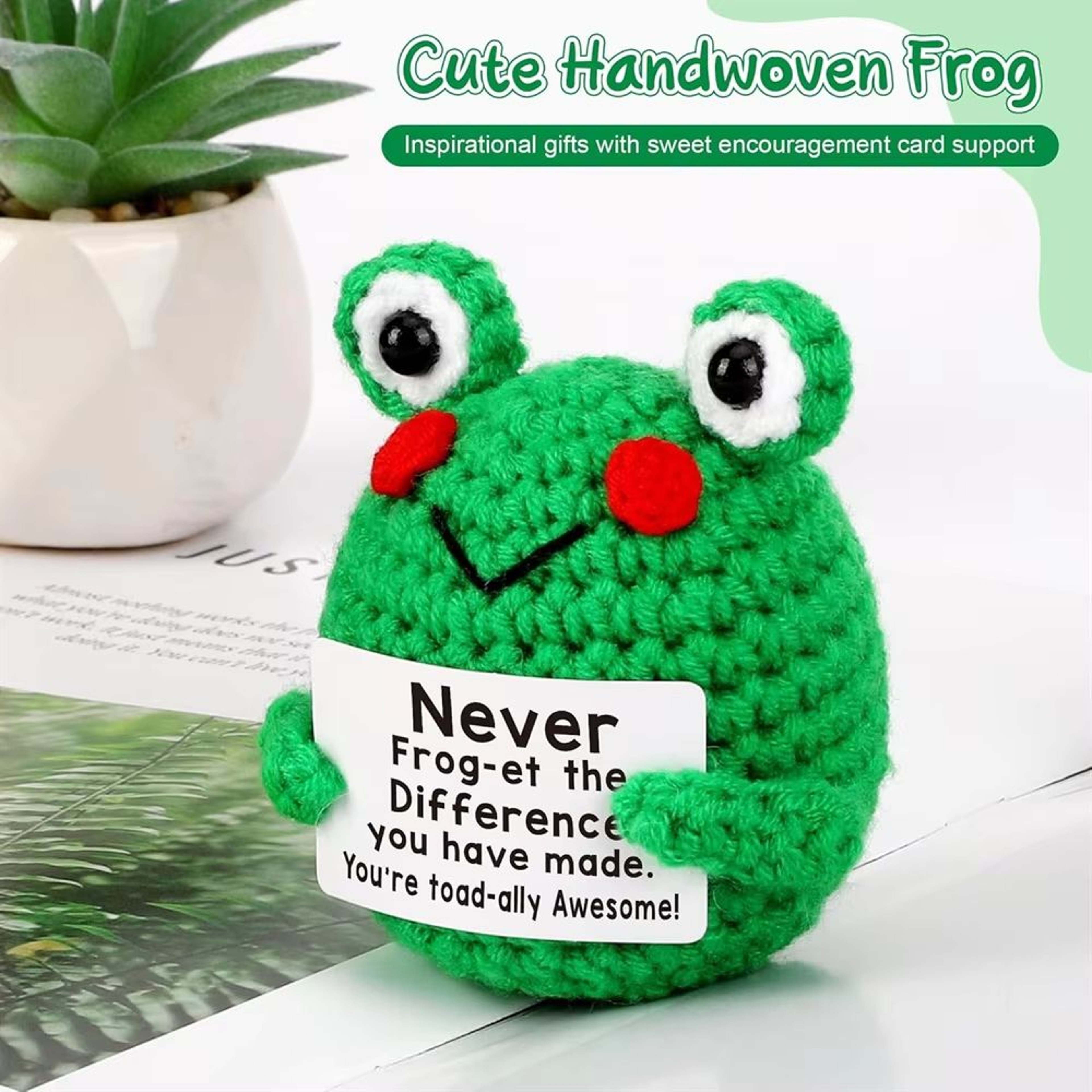 Positive Energy Pocket Hug Crochet Doll  Handmade Knitted Plush Emotional Support Gift With Card 27