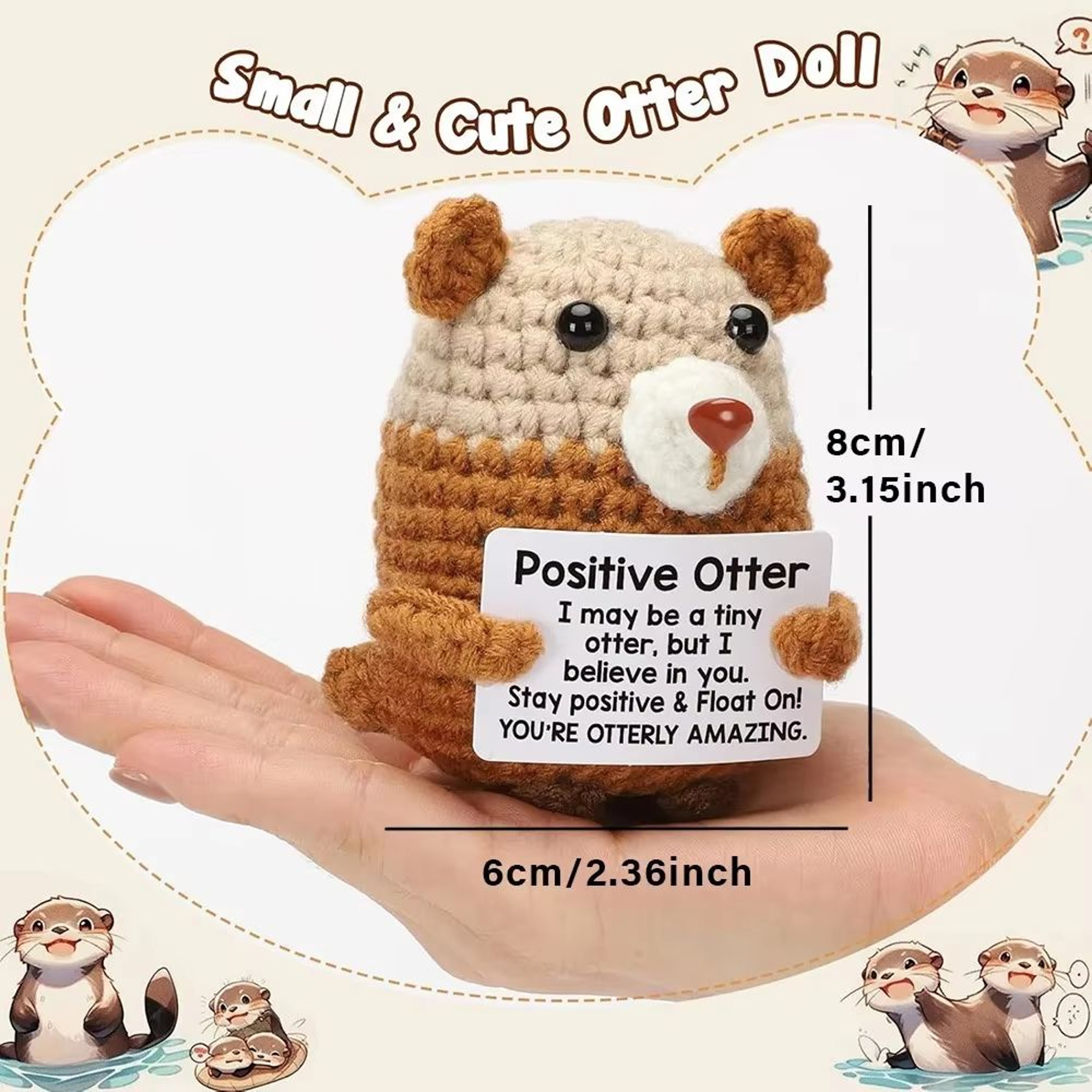 Positive Energy Pocket Hug Crochet Doll  Handmade Knitted Plush Emotional Support Gift With Card 28