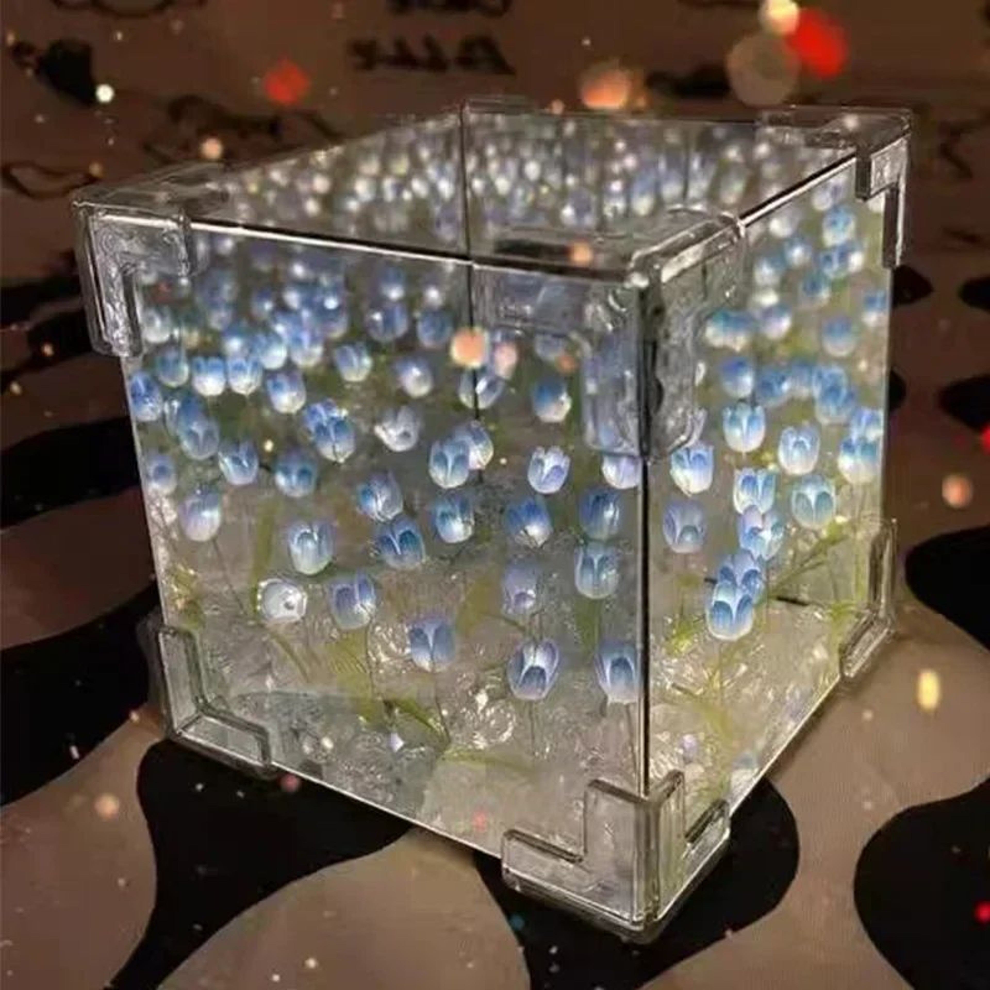 DIY Tulip Flower Sea Cube LED Night Lamp Kit  3D Mirror Light Decor Gift For Couples  Bedroom 6