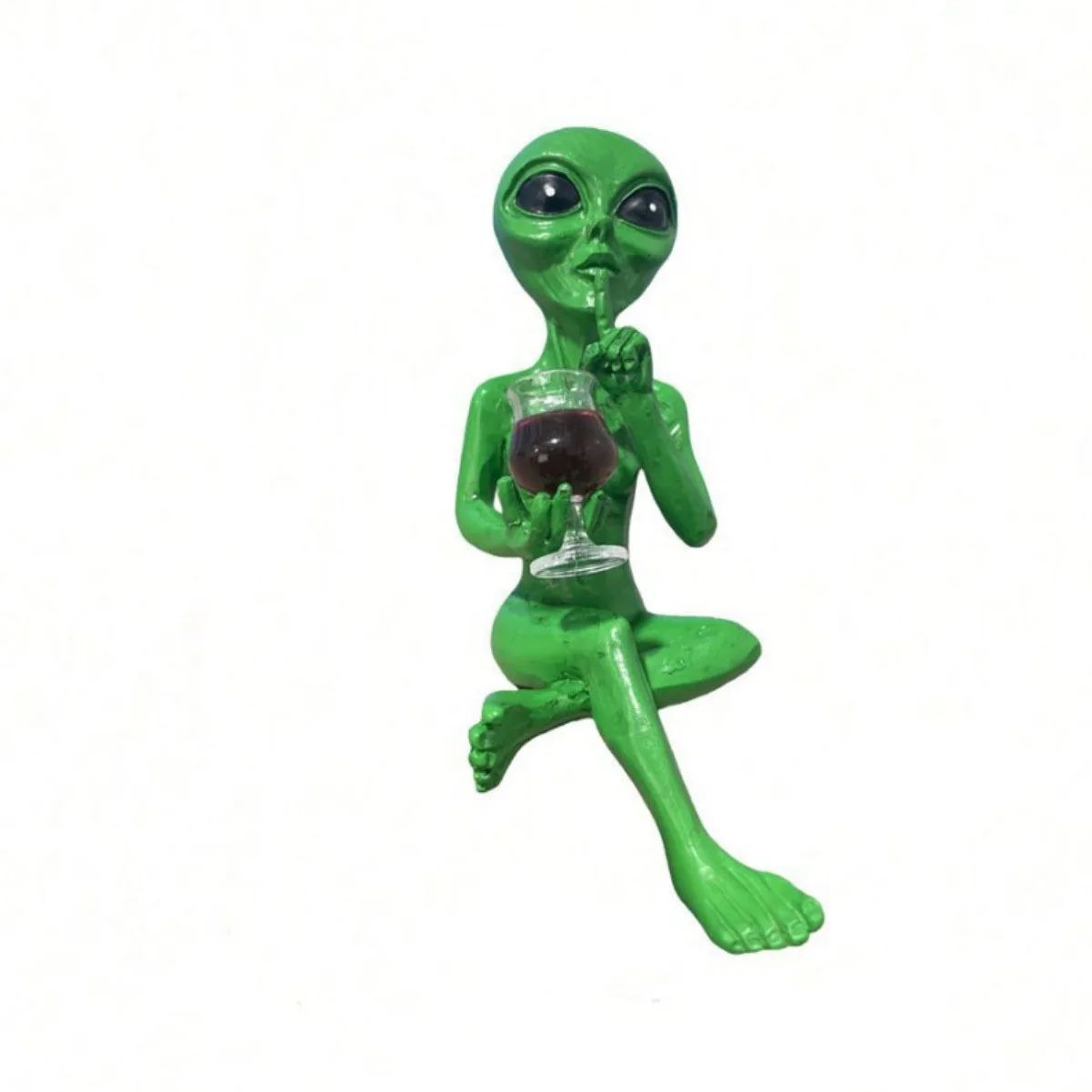 Funny Beer Drinking Alien Resin Statue – UFO Garden Sculpture, Desktop Ornament & Home Decor – view 8