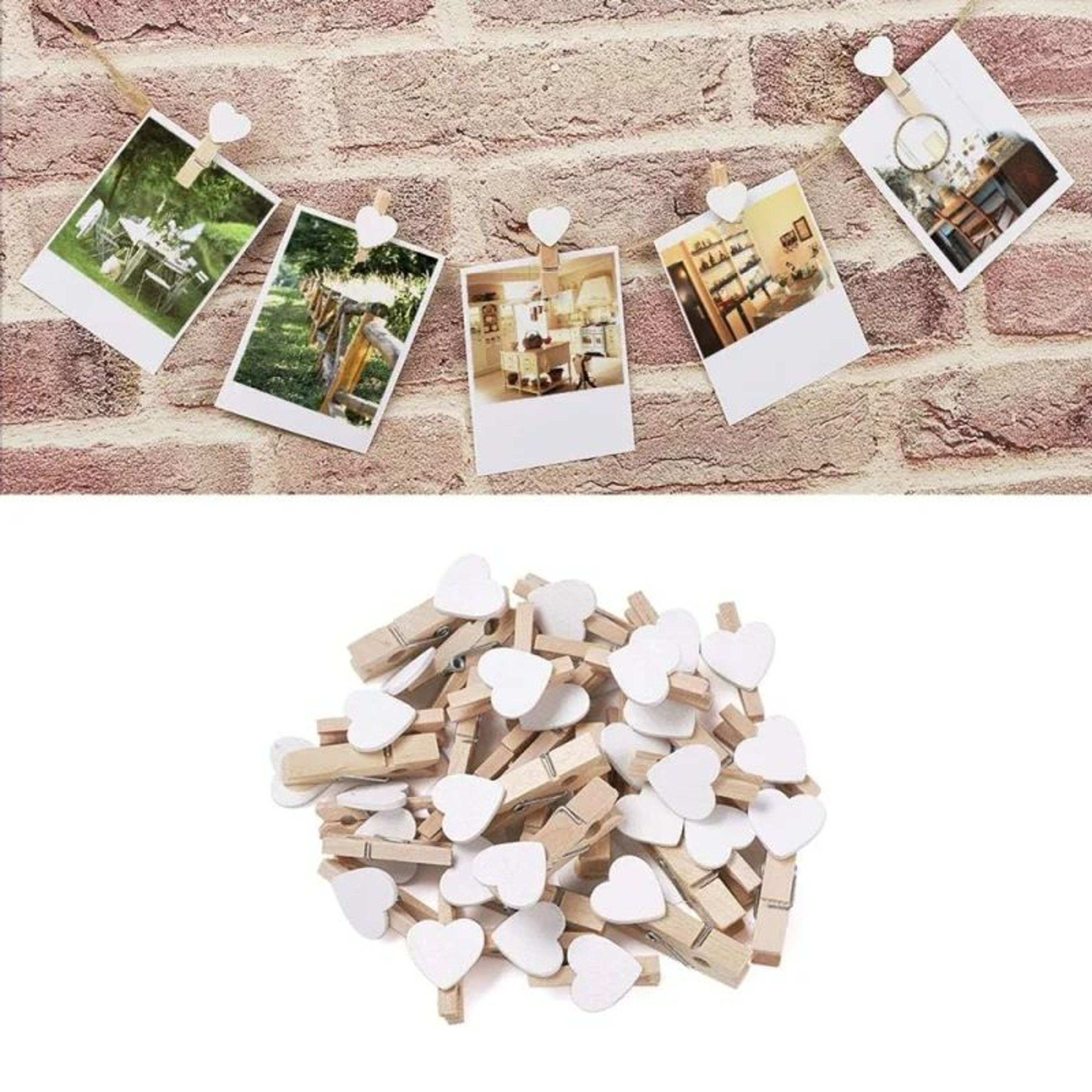 50pcs Heart Wooden Clothespins  Mini Photo Paper Craft Clips For Wedding Party  Home Decorations 0