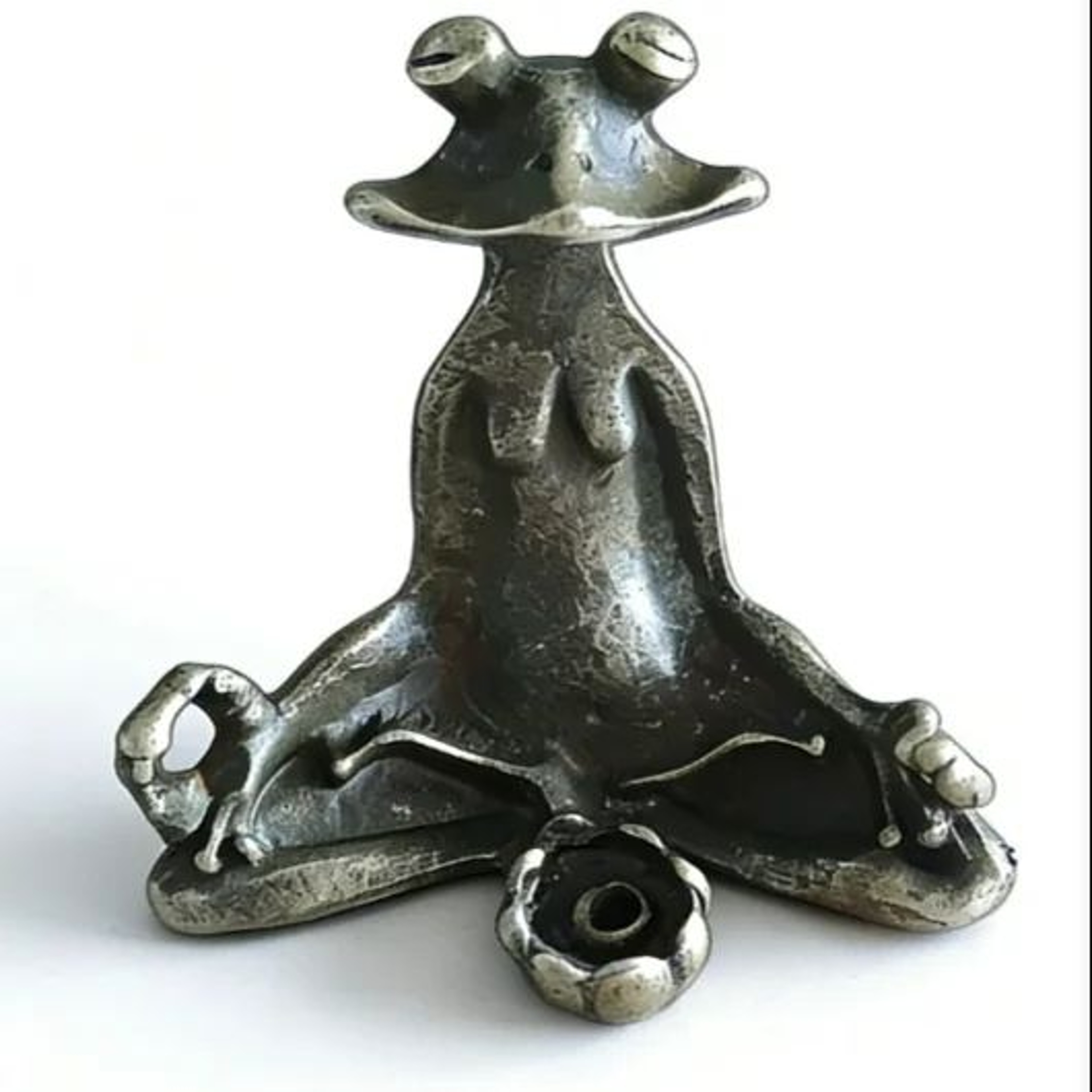 Solid Bronze Zen Frog Incense Holder  Retro Copper Tea Pet Ornament  Meditation Decor 2