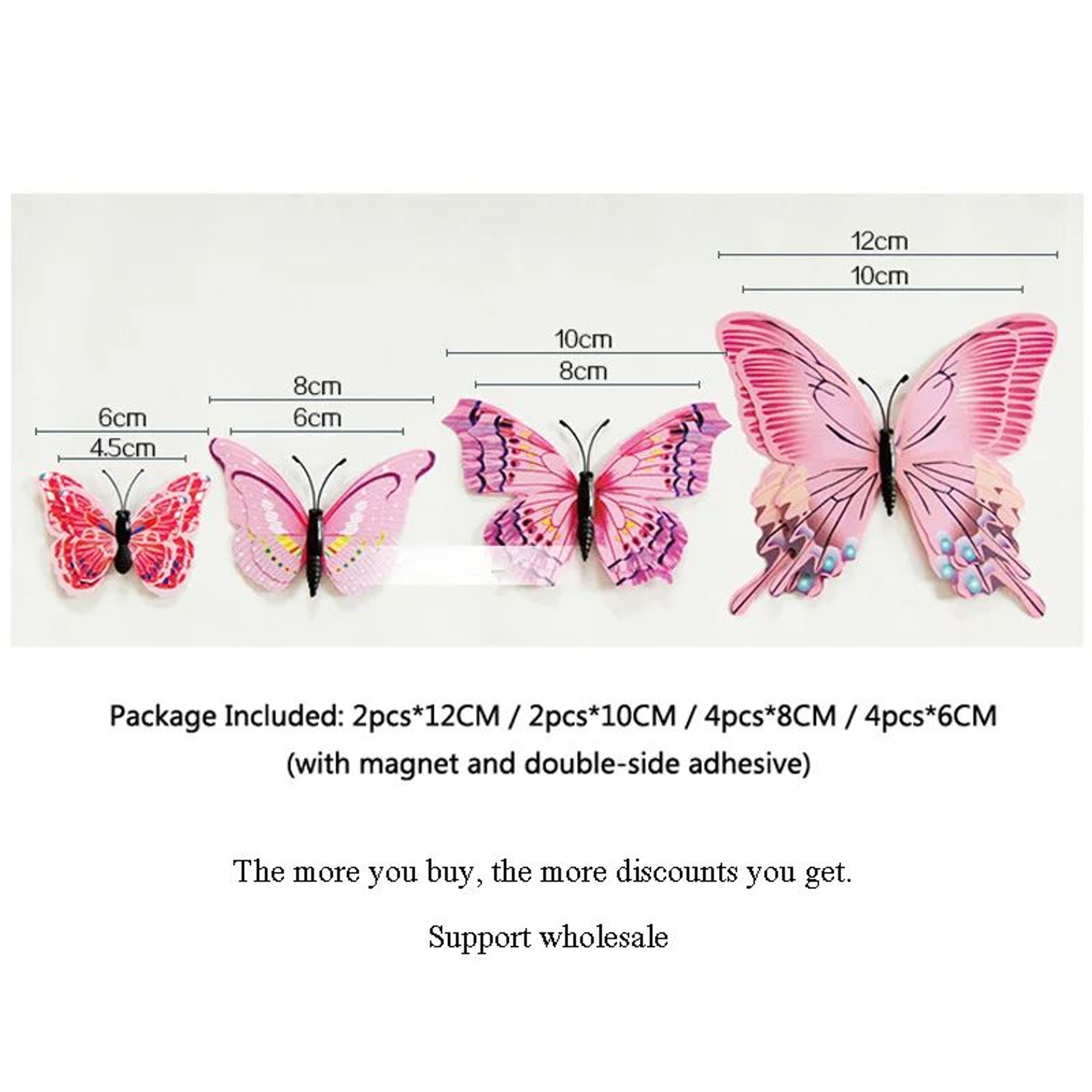 12pcs 3D Butterfly Wall Stickers  Double Layer Decorative Butterflies With Magnets  Adhesive For Ho 1
