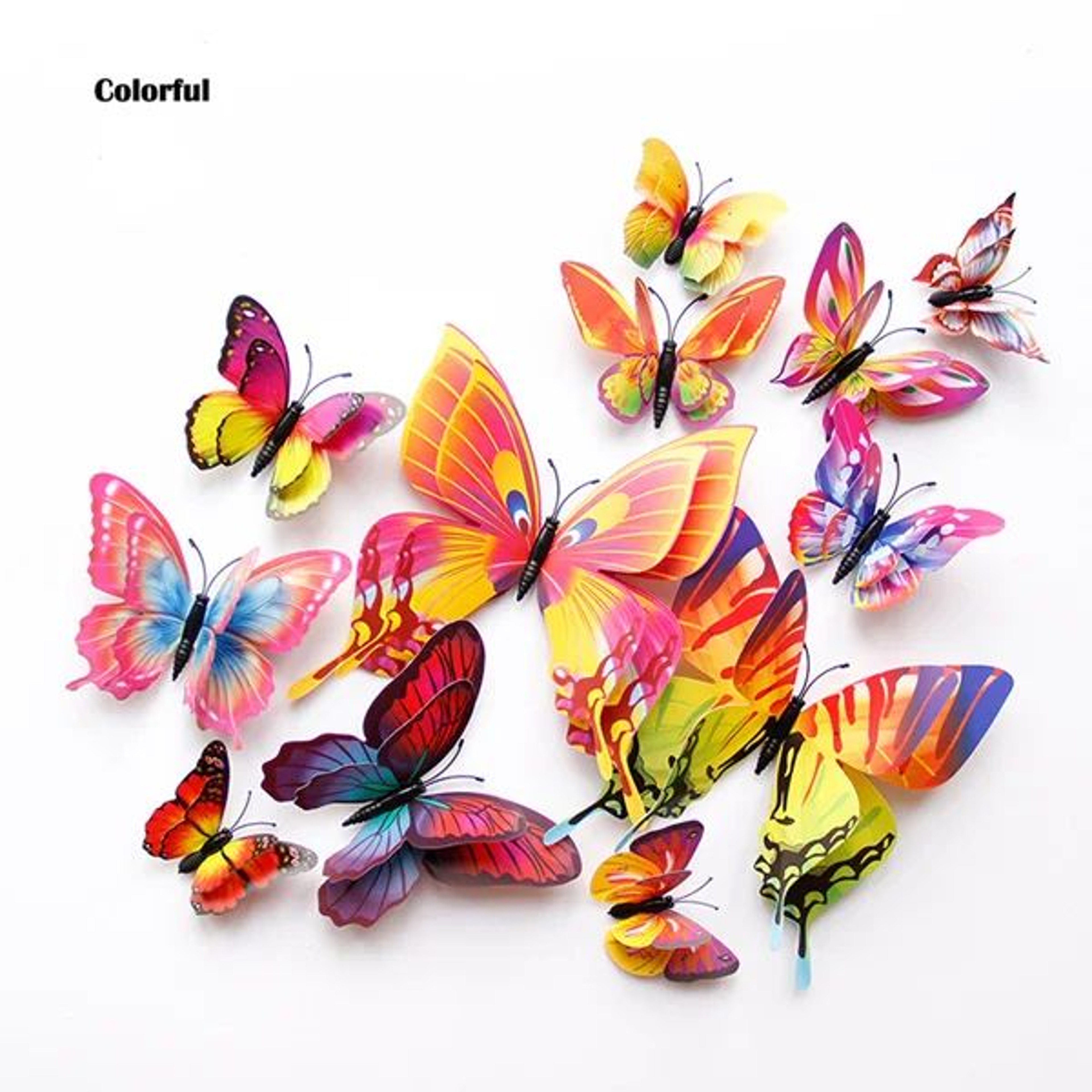 12pcs 3D Butterfly Wall Stickers  Double Layer Decorative Butterflies With Magnets  Adhesive For Ho 16