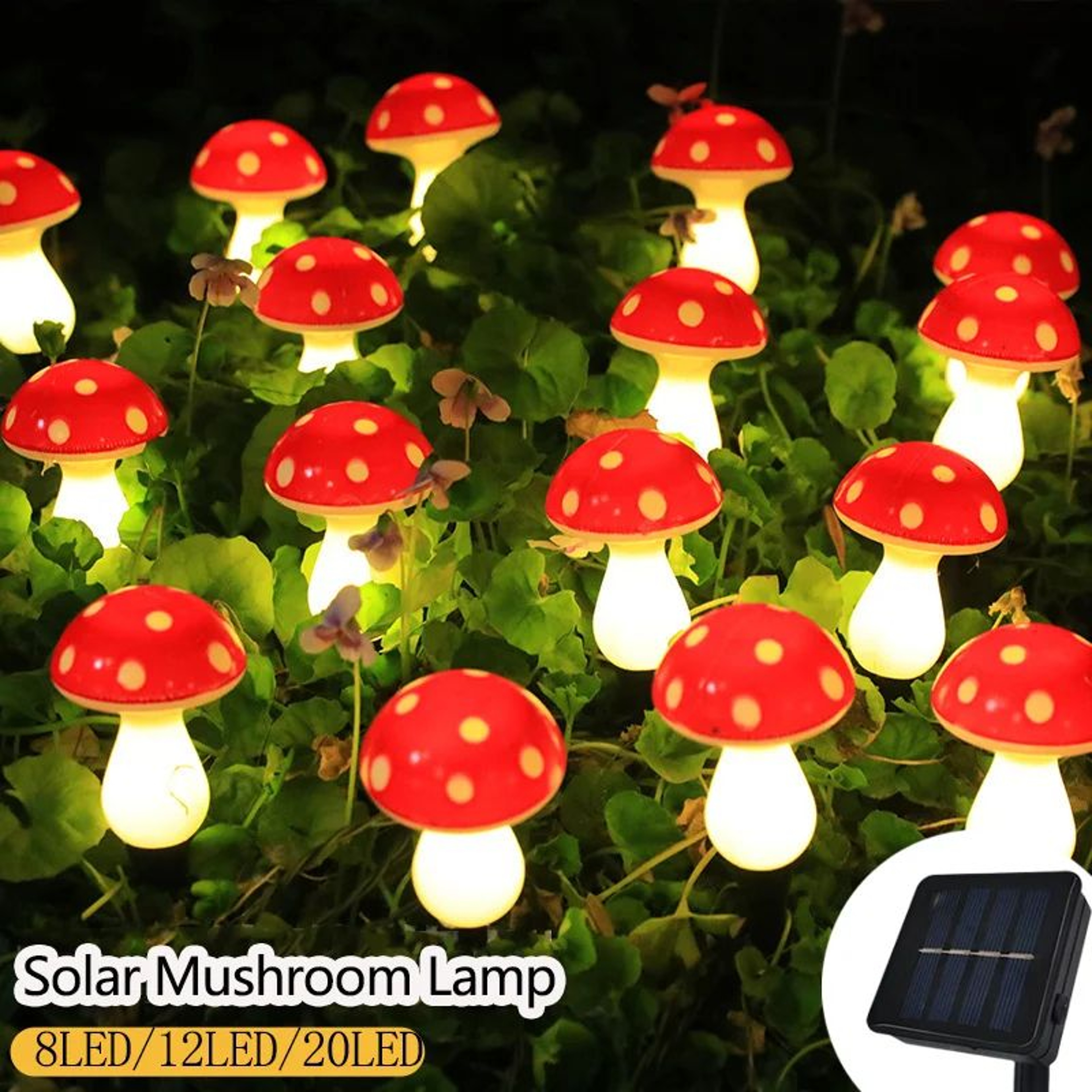 Solar LED Red Mushroom Garden Lights  Waterproof Outdoor Landscape Lawn Pathway Decoration 0