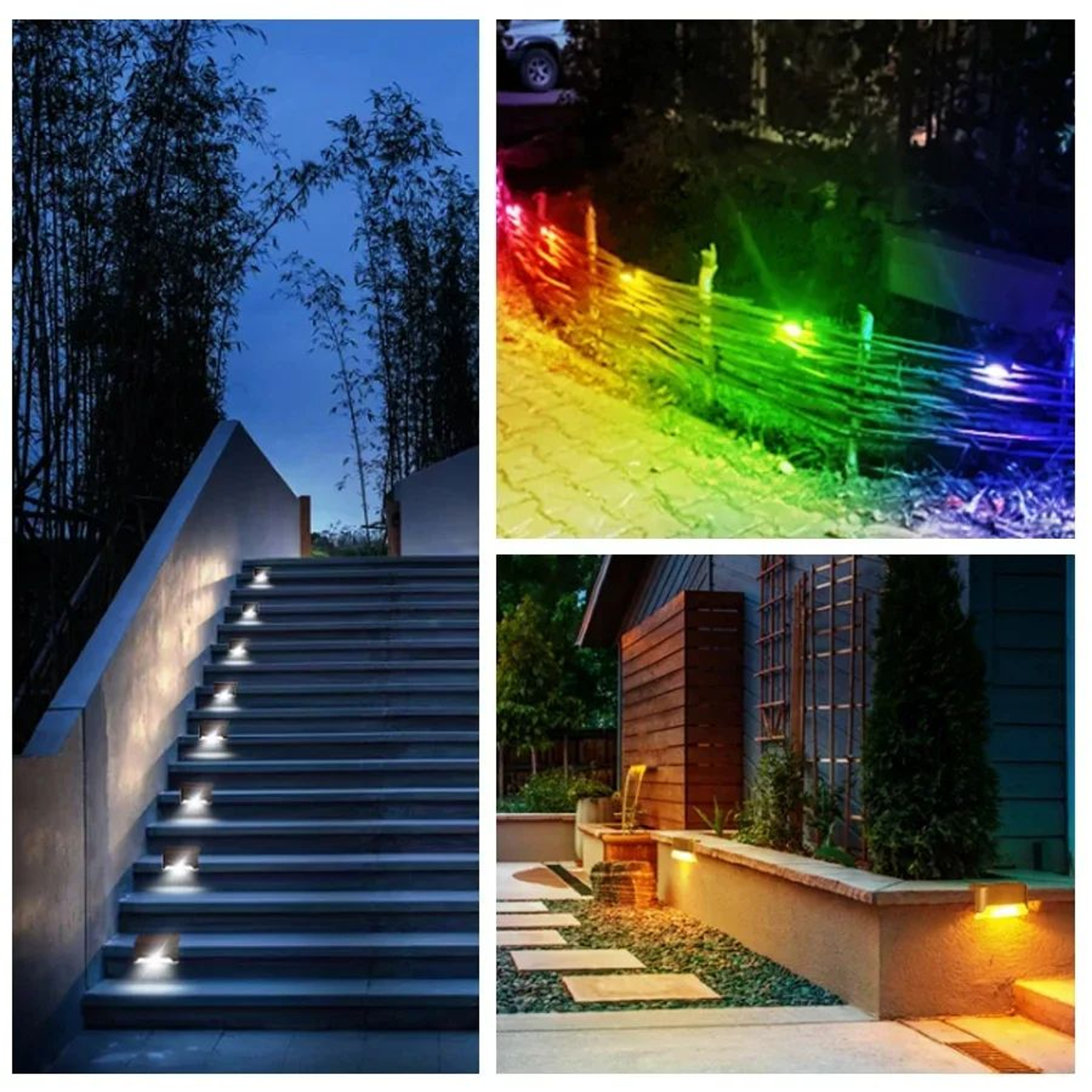 LED Solar Step Lights Outdoor  Waterproof Fence Stair Deck  Pathway Garden Lights 3 Color Modes 5