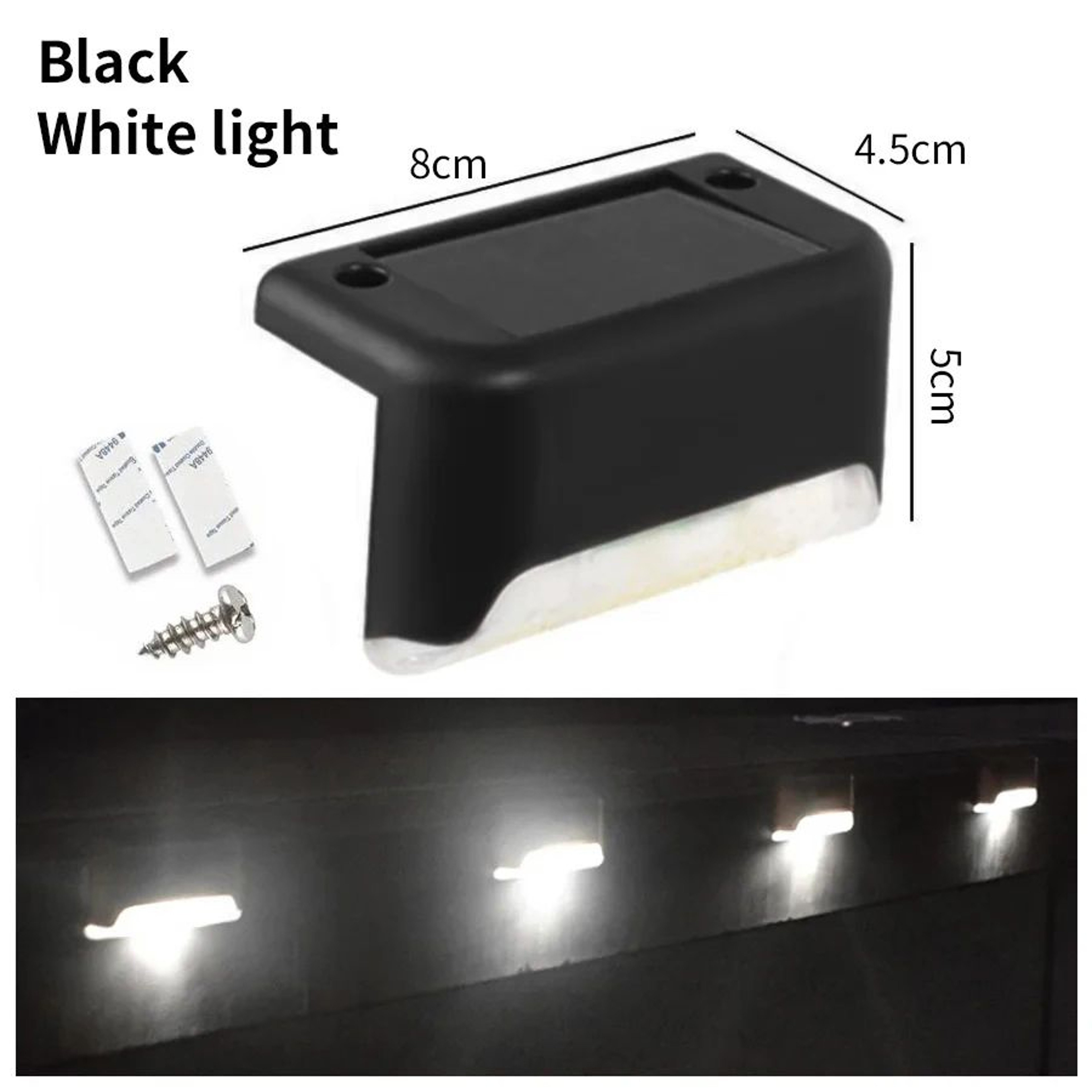 LED Solar Step Lights Outdoor  Waterproof Fence Stair Deck  Pathway Garden Lights 3 Color Modes 8