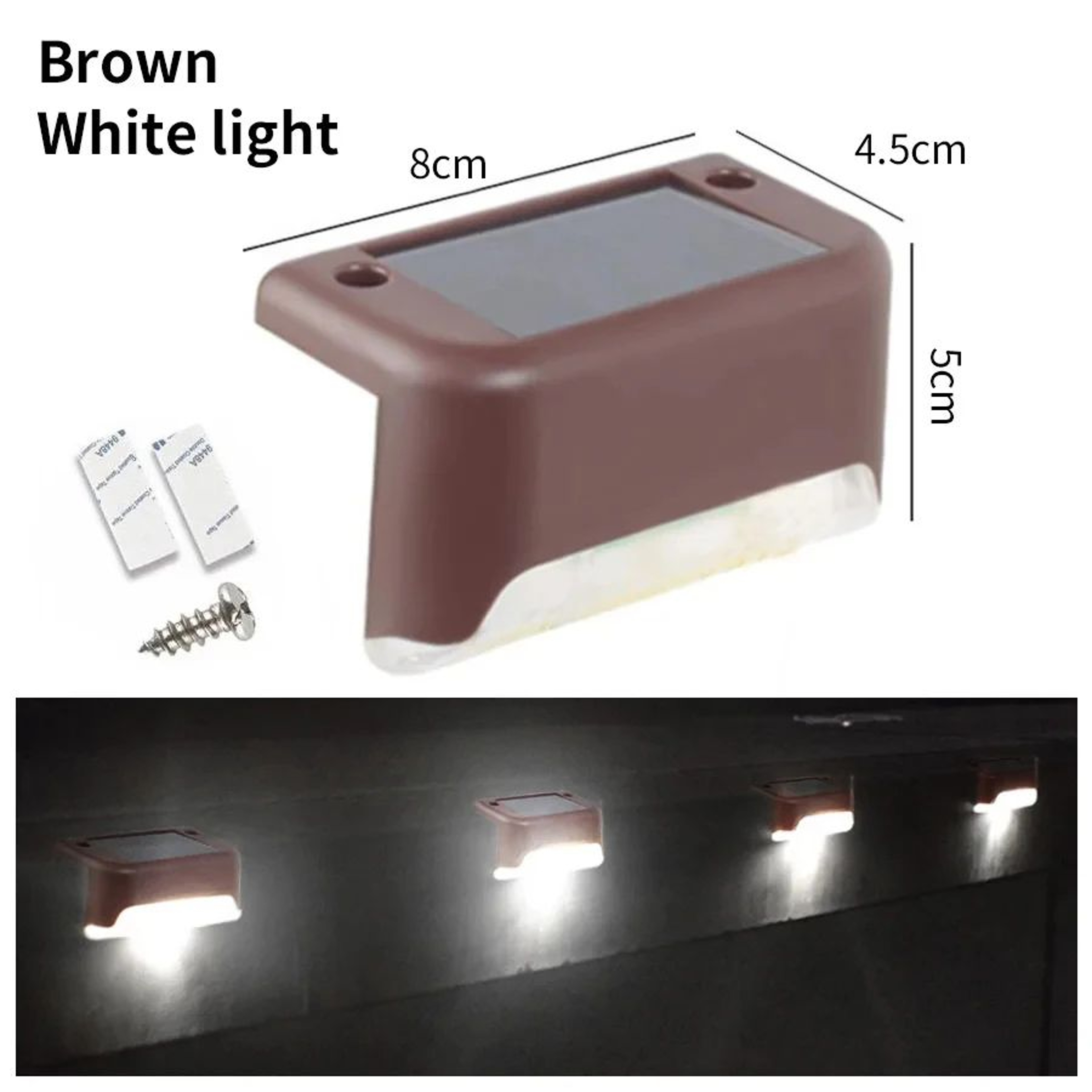 LED Solar Step Lights Outdoor  Waterproof Fence Stair Deck  Pathway Garden Lights 3 Color Modes 13