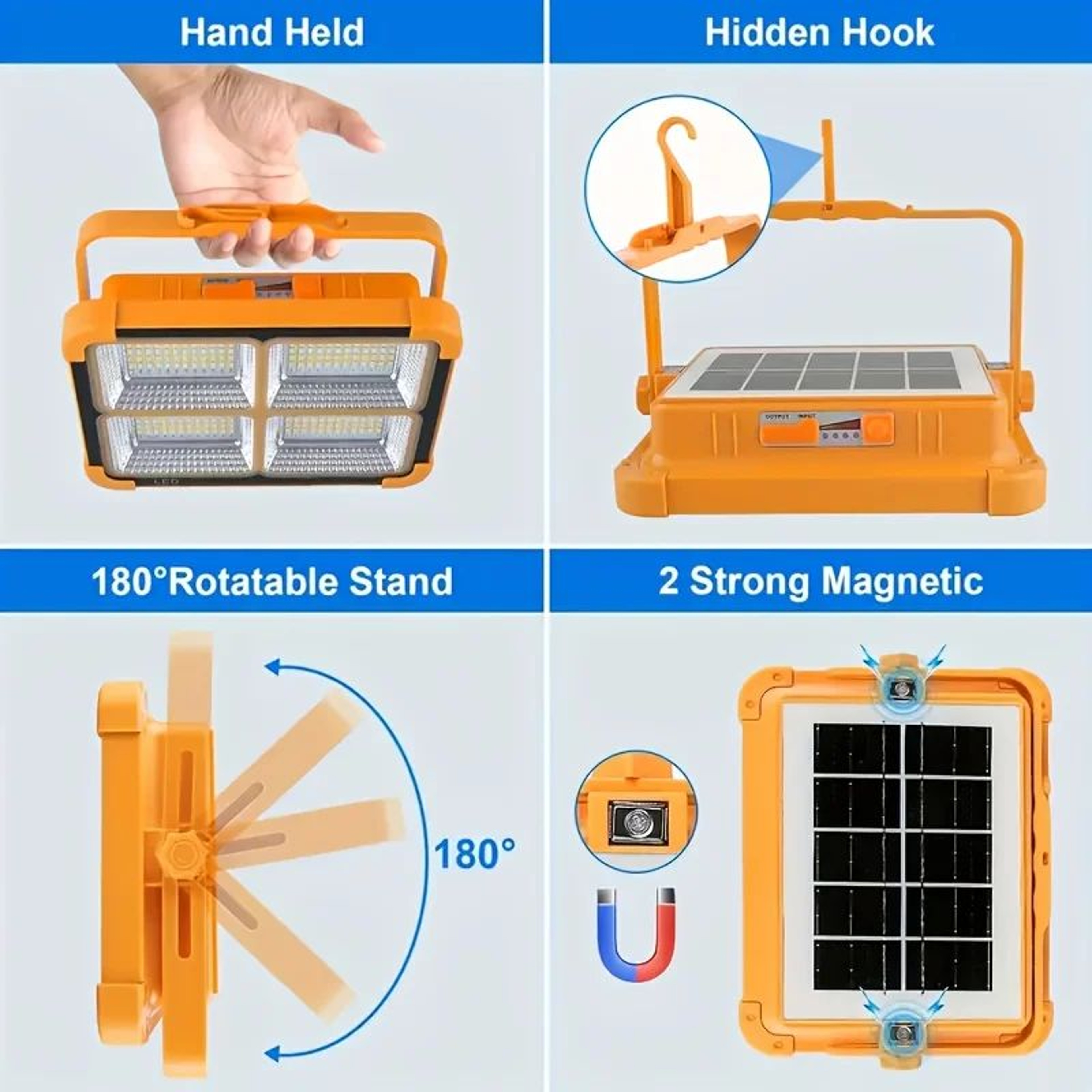 Solar LED Work Light  Waterproof Outdoor Hanging Light For Camping Garden Emergency  Street Use 5