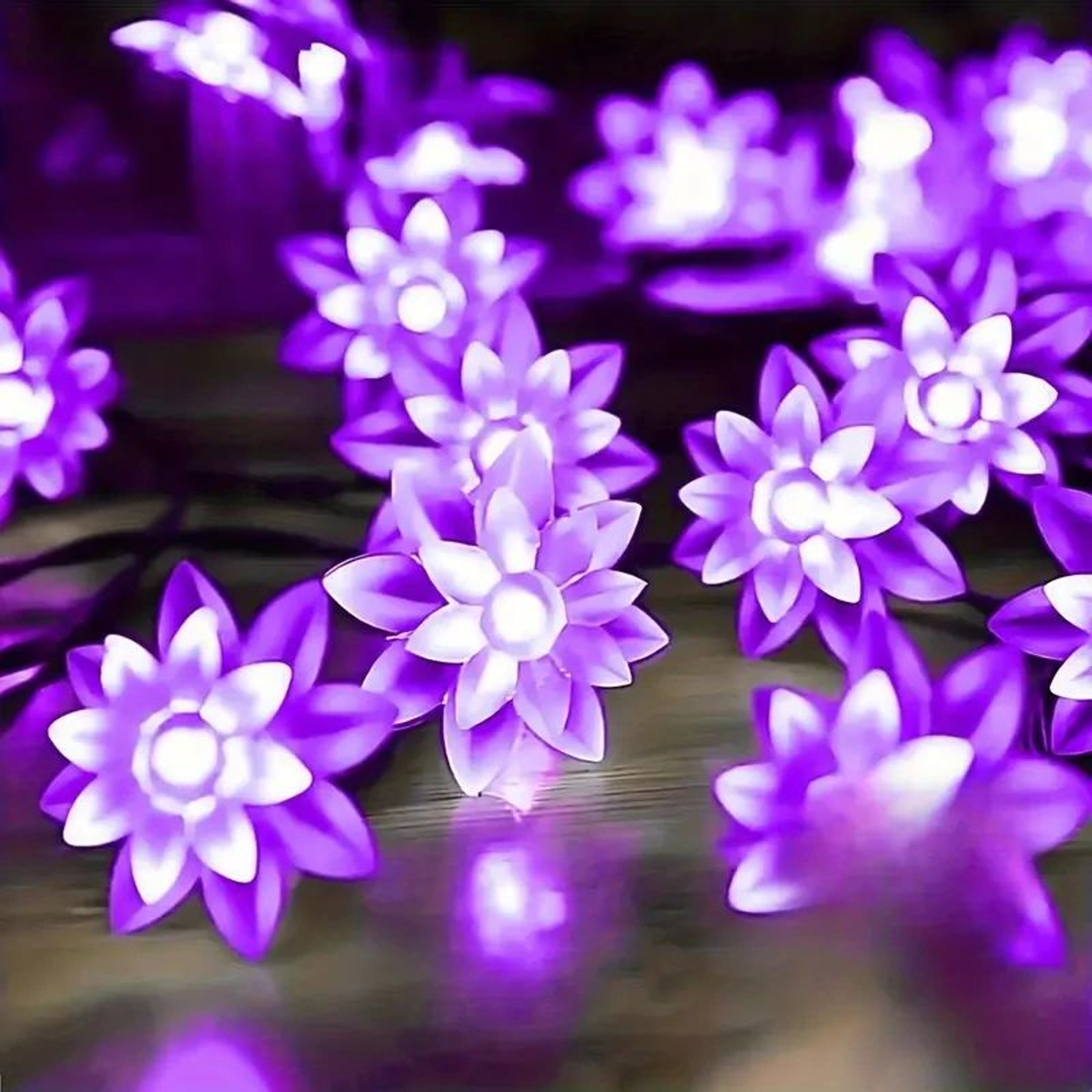 Solar Lotus Flower String Lights  Waterproof LED Cherry Blossom Fairy Lights For Garden Patio  Chri
