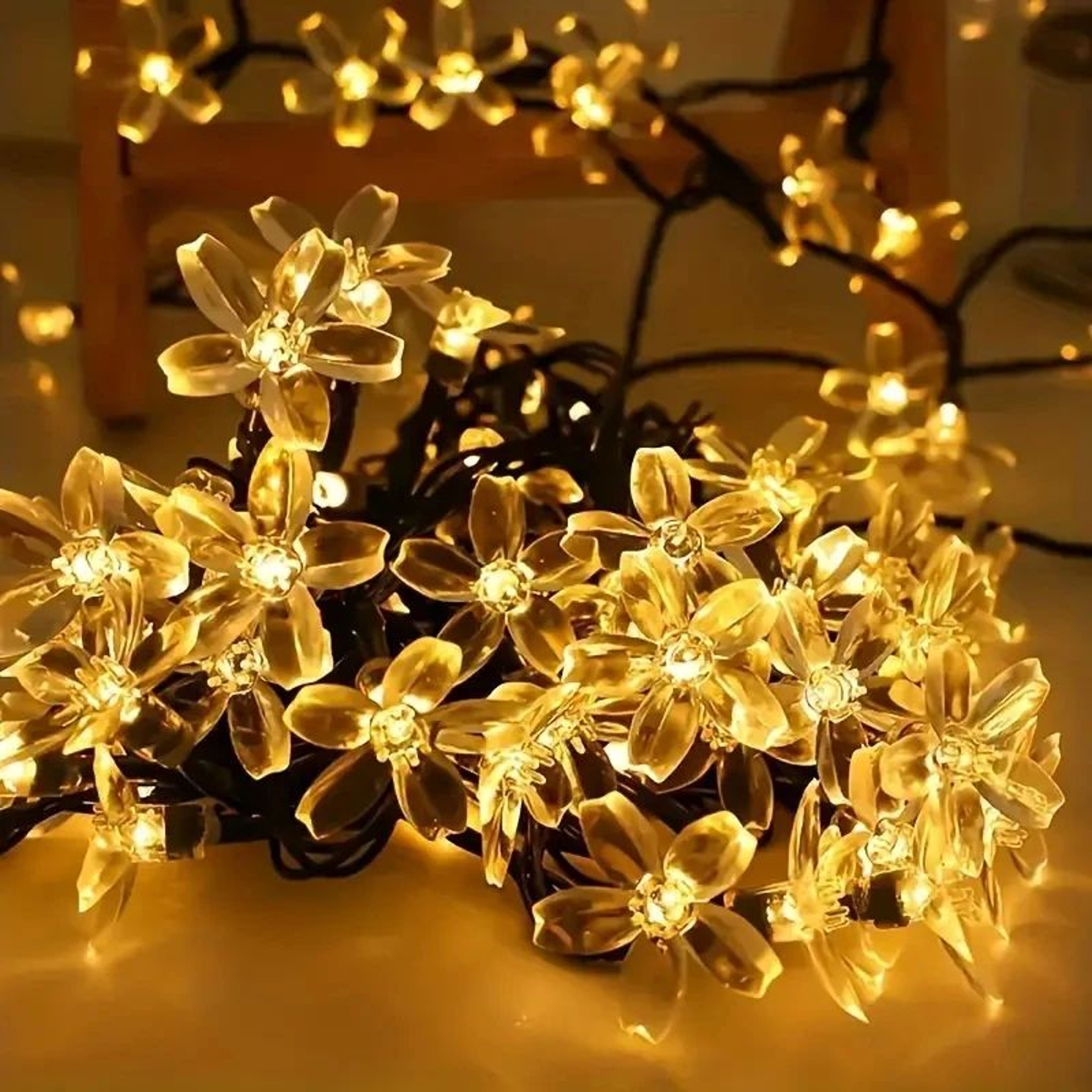 Solar Lotus Flower String Lights  Waterproof LED Cherry Blossom Fairy Lights For Garden Patio  Chri 13