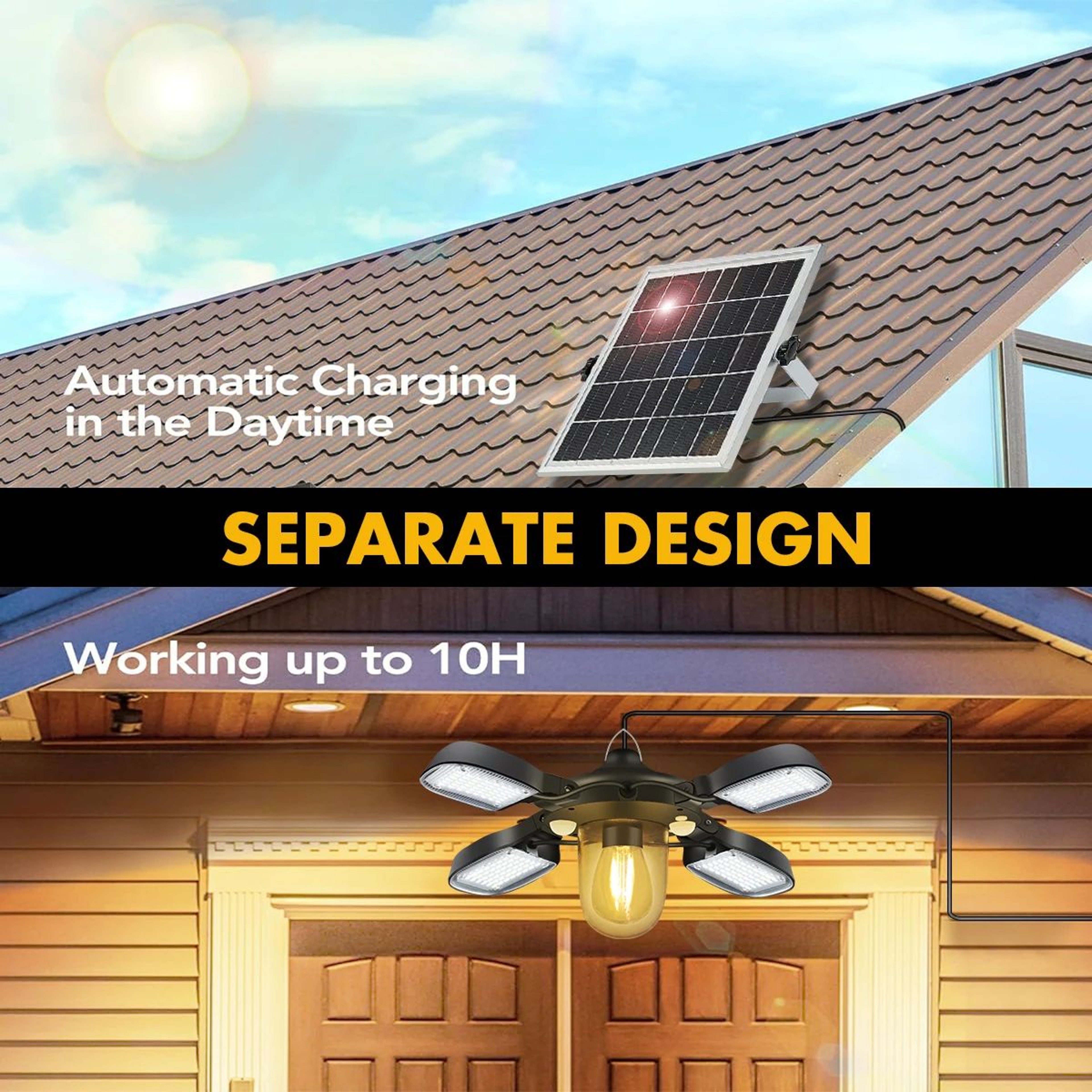 192LED Solar Barn Light  1000LM Dual Motion Sensor Pendant Light With Remote For Indoor  Outdoor 1