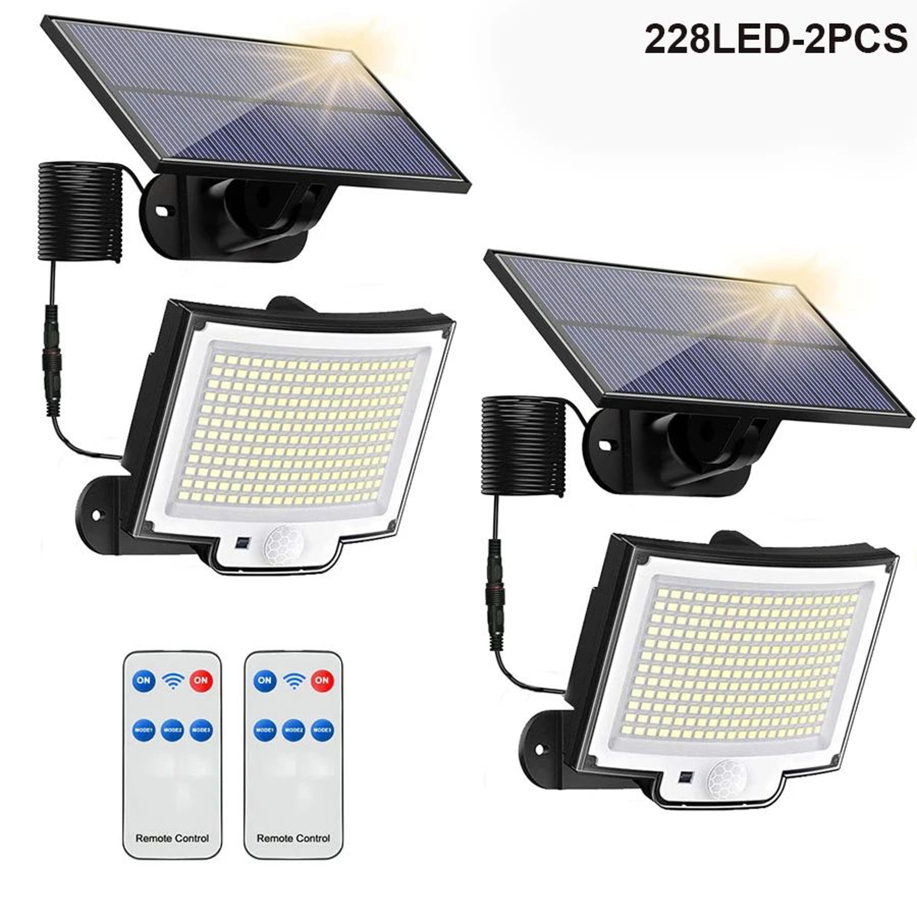 318 LED Solar Motion Sensor Light  IP65 Waterproof Outdoor Security Floodlight With Remote Panel  4 8