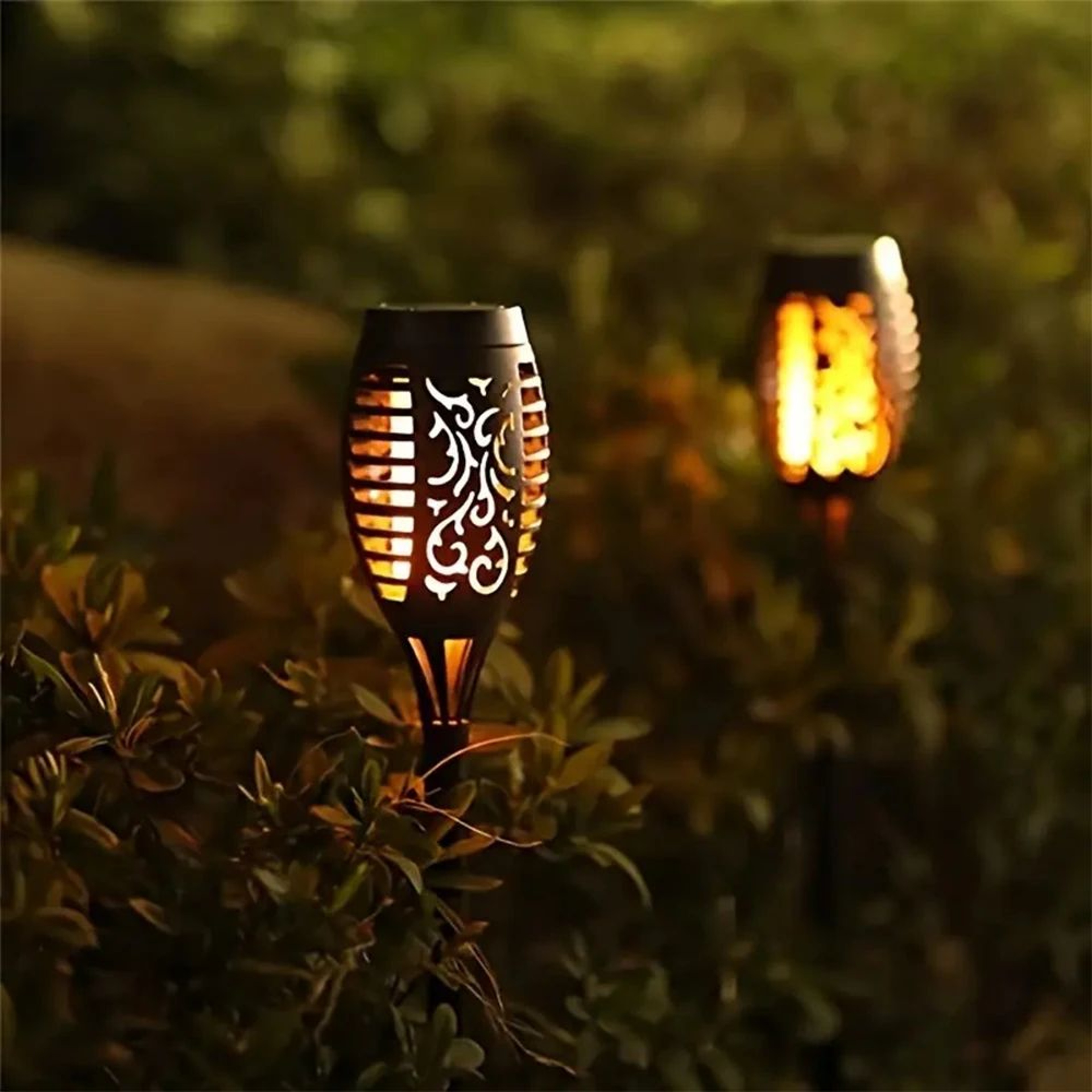 12 LED Solar Flame Torch Light  Waterproof Flickering Garden Pathway Landscape Lamp 3