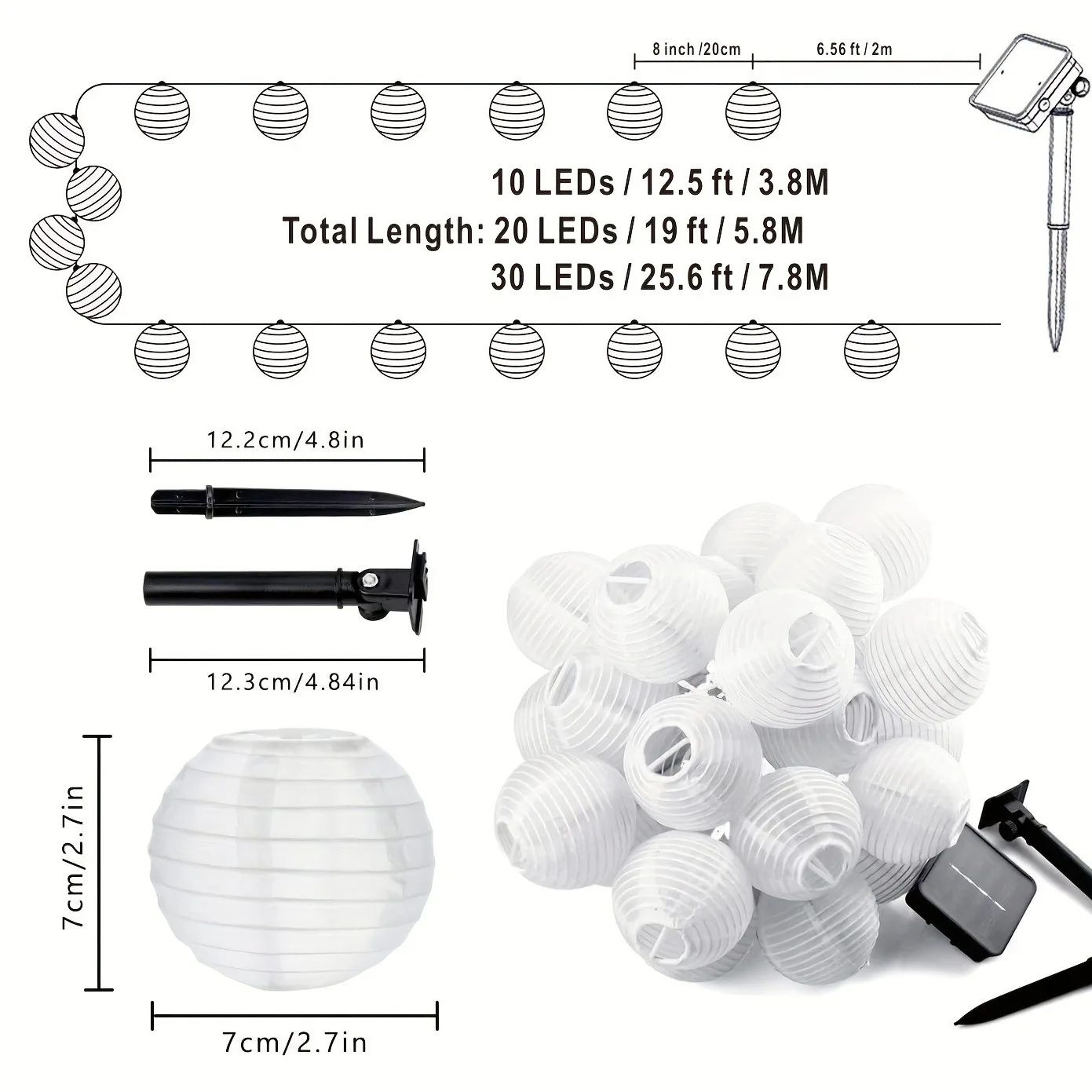 Solar LED Lantern String Lights  Waterproof Fairy Lights For Garden Patio Christmas  Party Decor 5