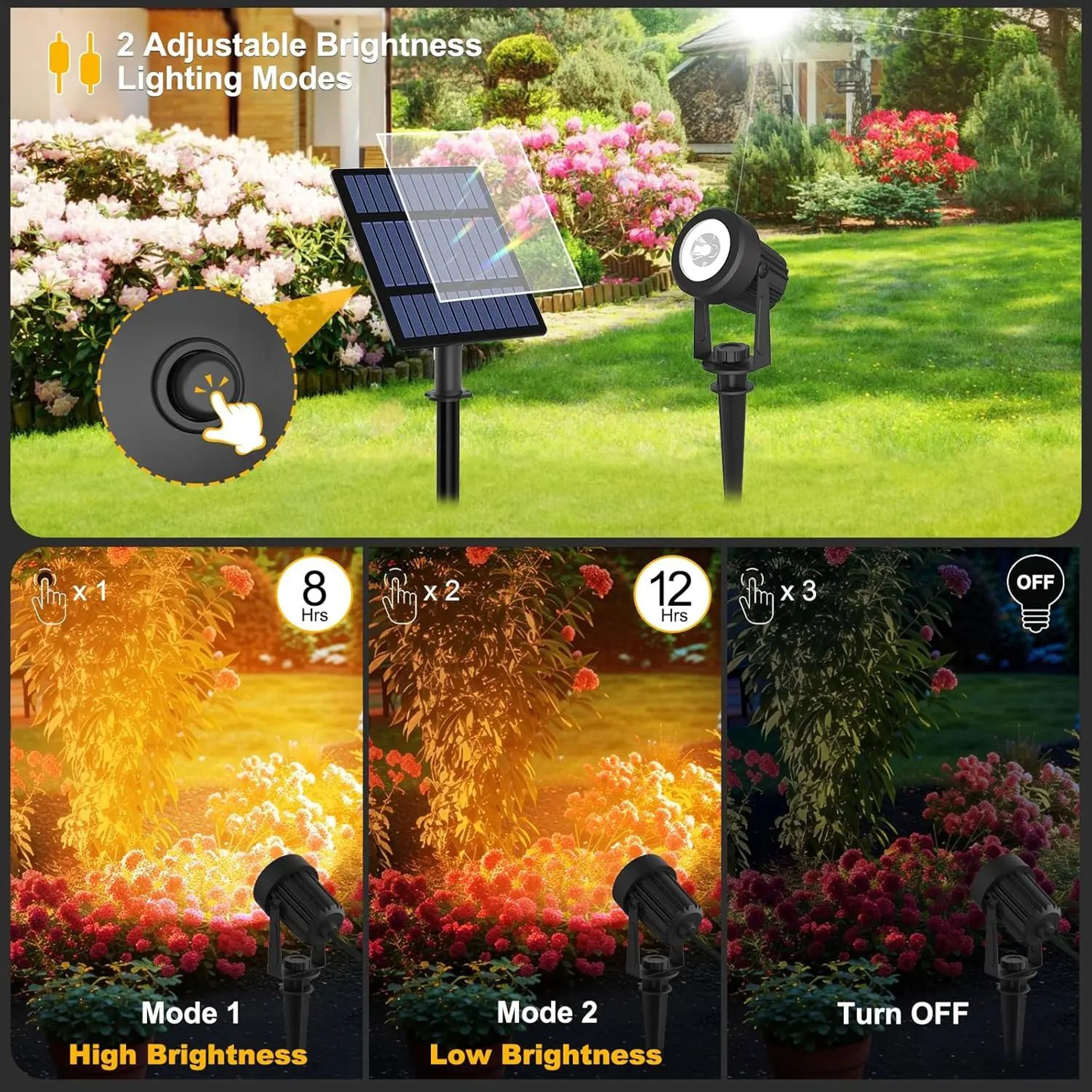 Solar LED Spotlight IP65  Outdoor Garden Landscape Light For Trees Pathways Yard  Wall Decoration 4