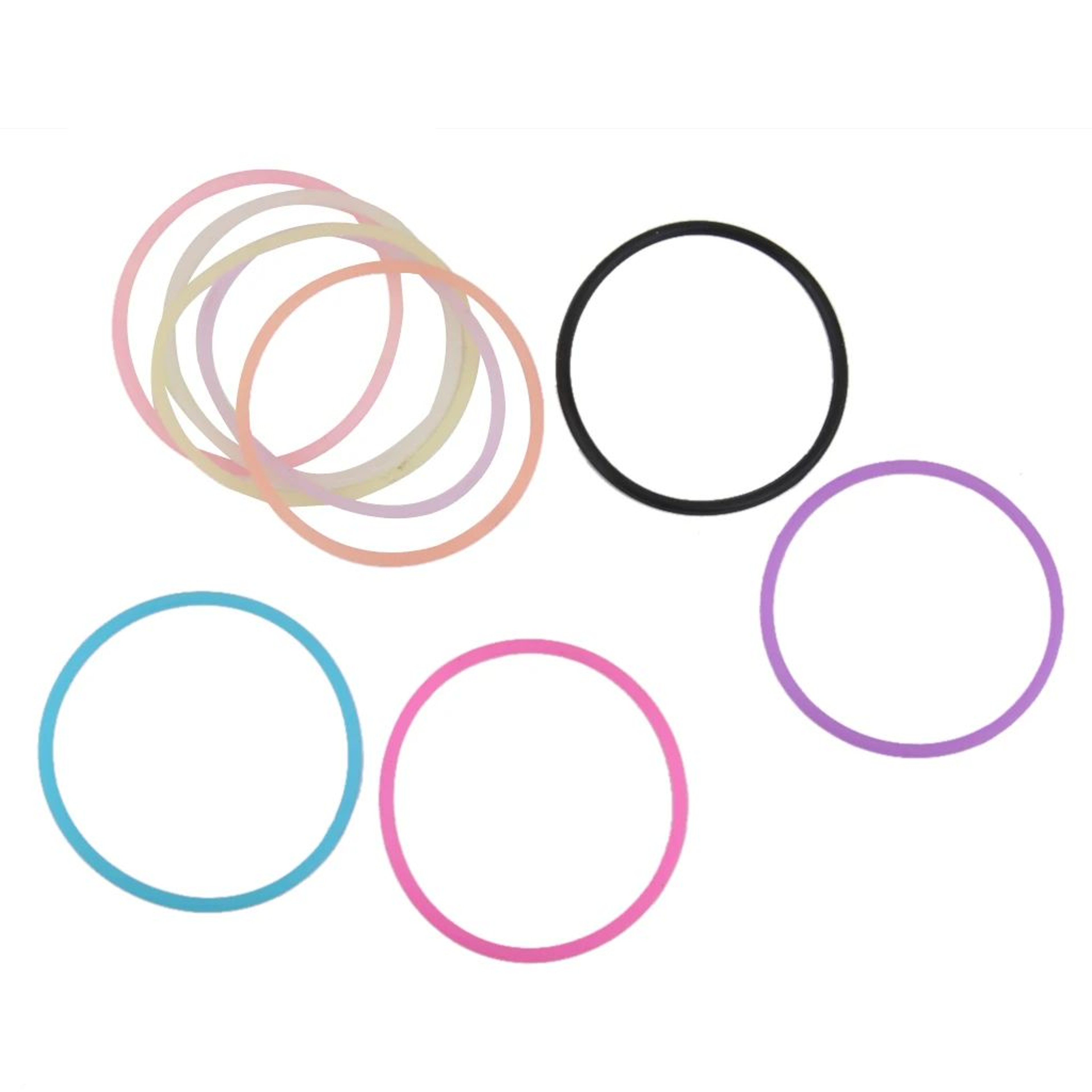 1040pcs Stretchy Black Silicone Bracelet Set  Elastic Rubber Bangles Hair Ties  Finger Rings 4