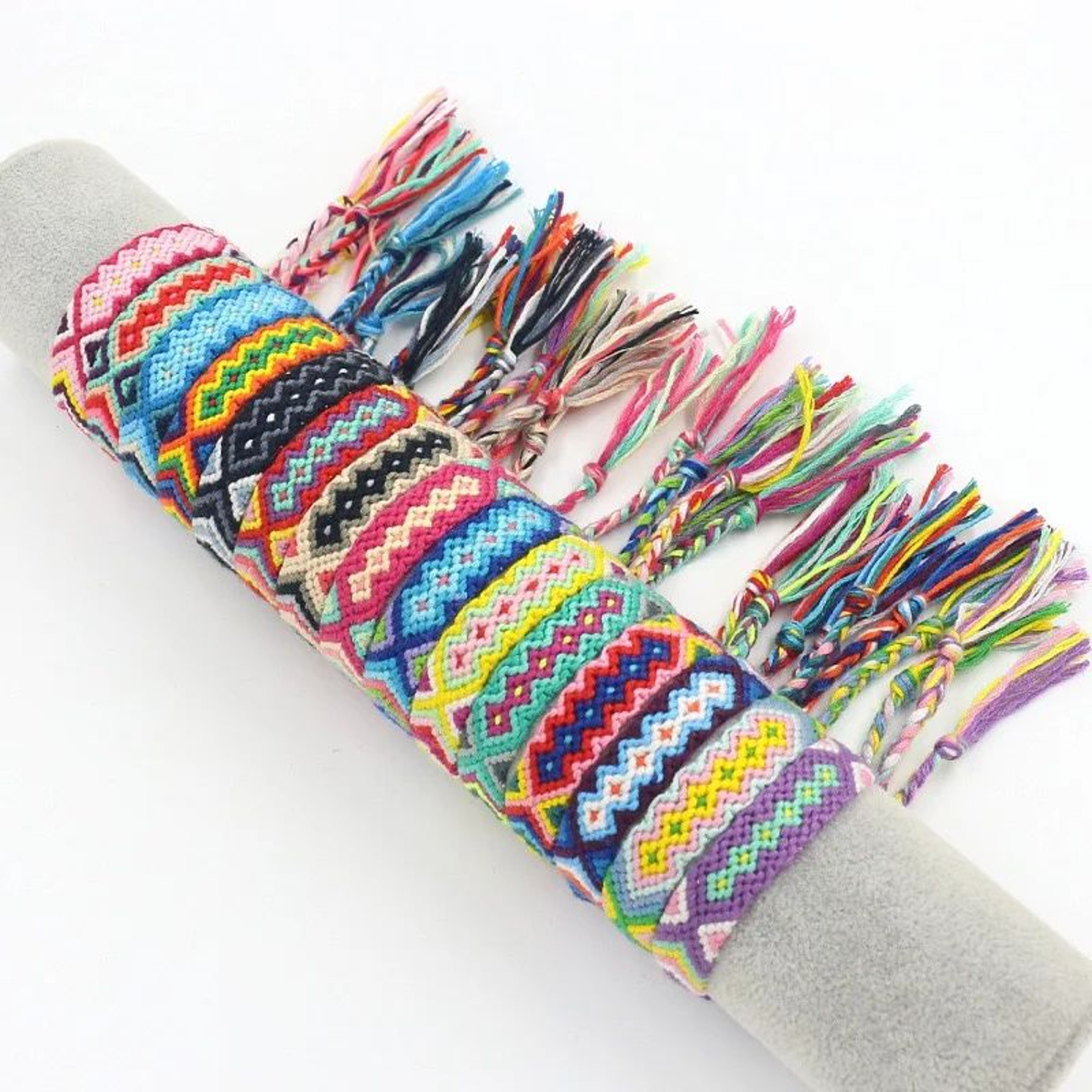Bohemian Handmade Rainbow Braided Cotton Bracelet  Adjustable Friendship Wristband For Women Lucky  1