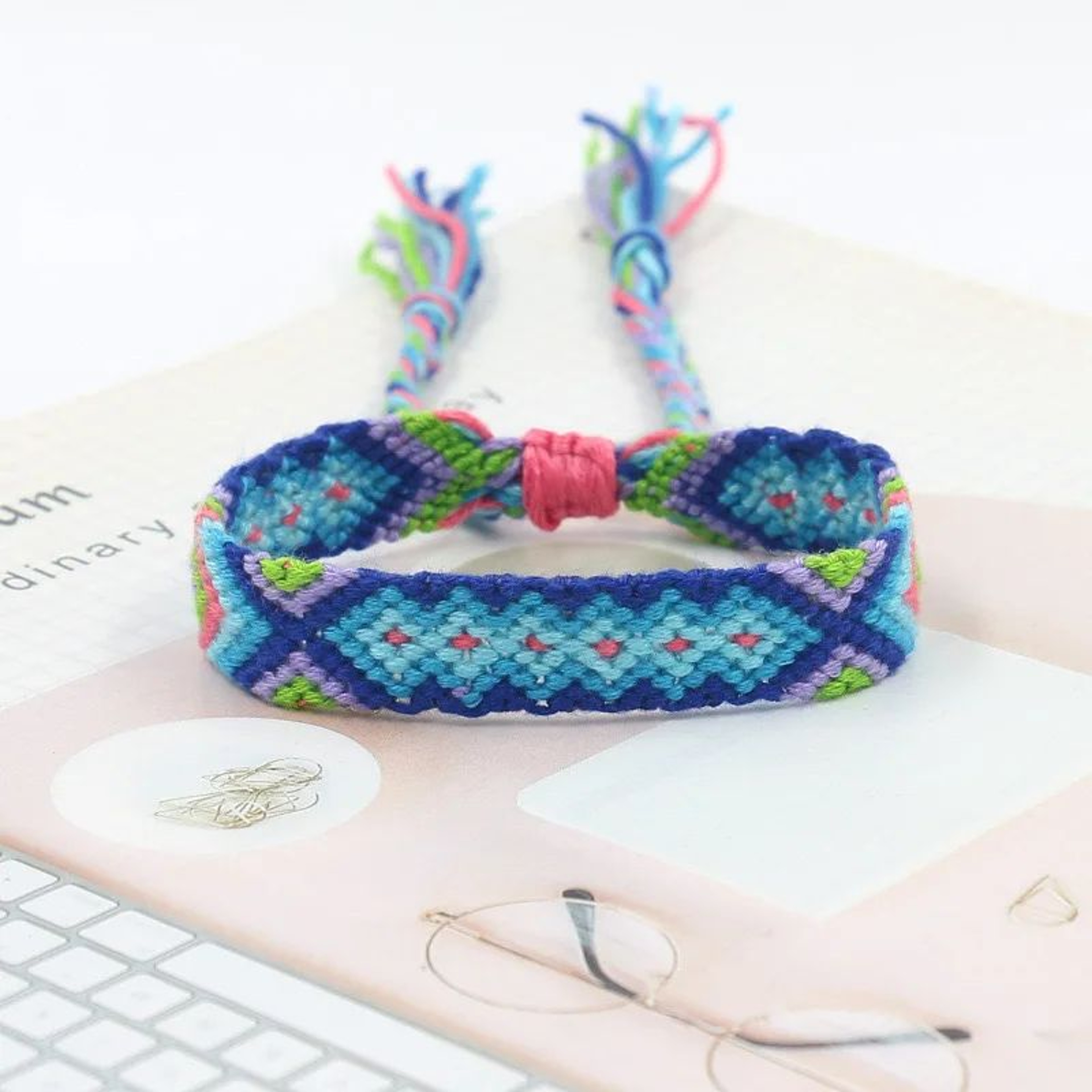 Bohemian Handmade Rainbow Braided Cotton Bracelet  Adjustable Friendship Wristband For Women Lucky  12