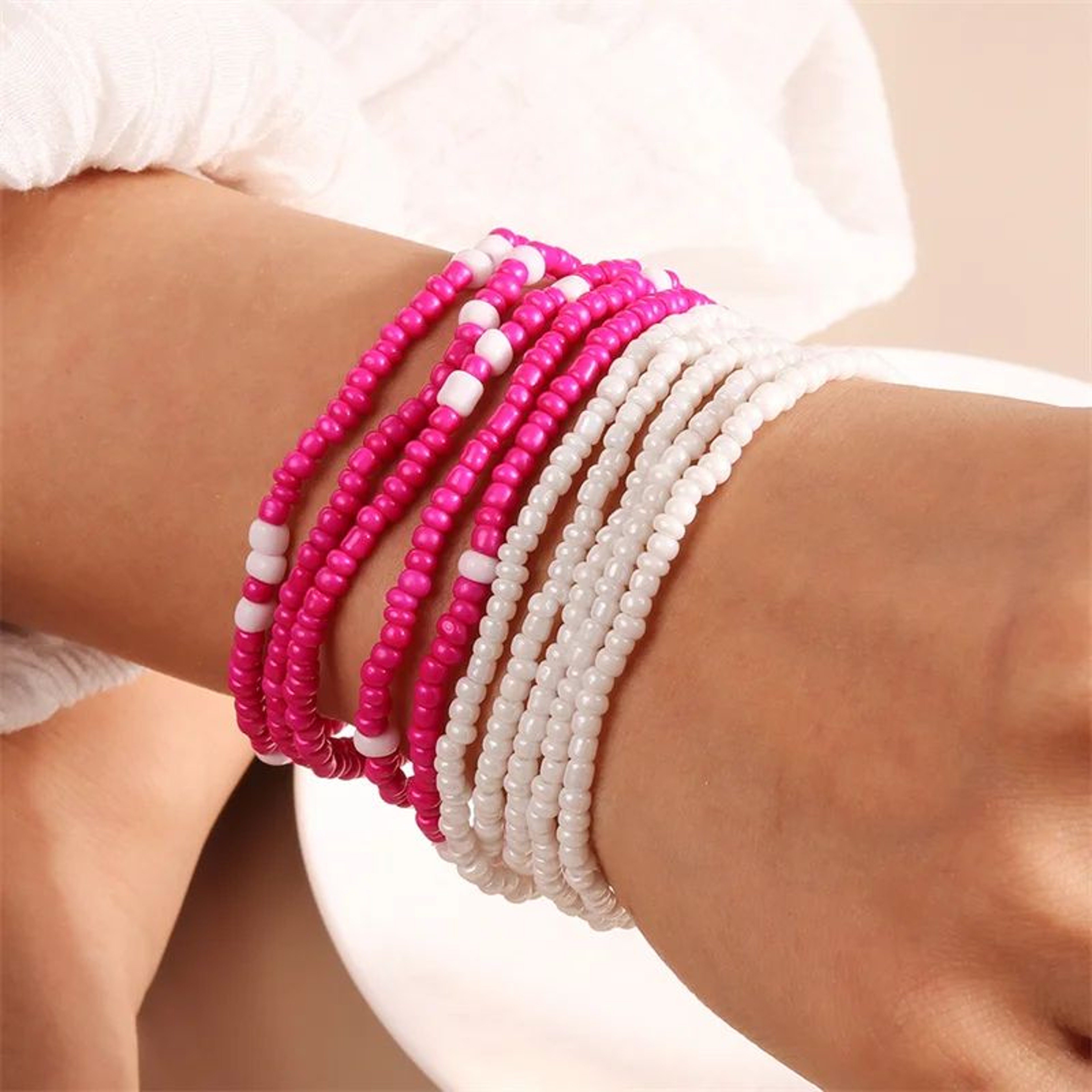 Tenande 7Piece Boho Beaded Smile Face Bracelet Set  Handmade Friendship Stretch Bangles For Women   13