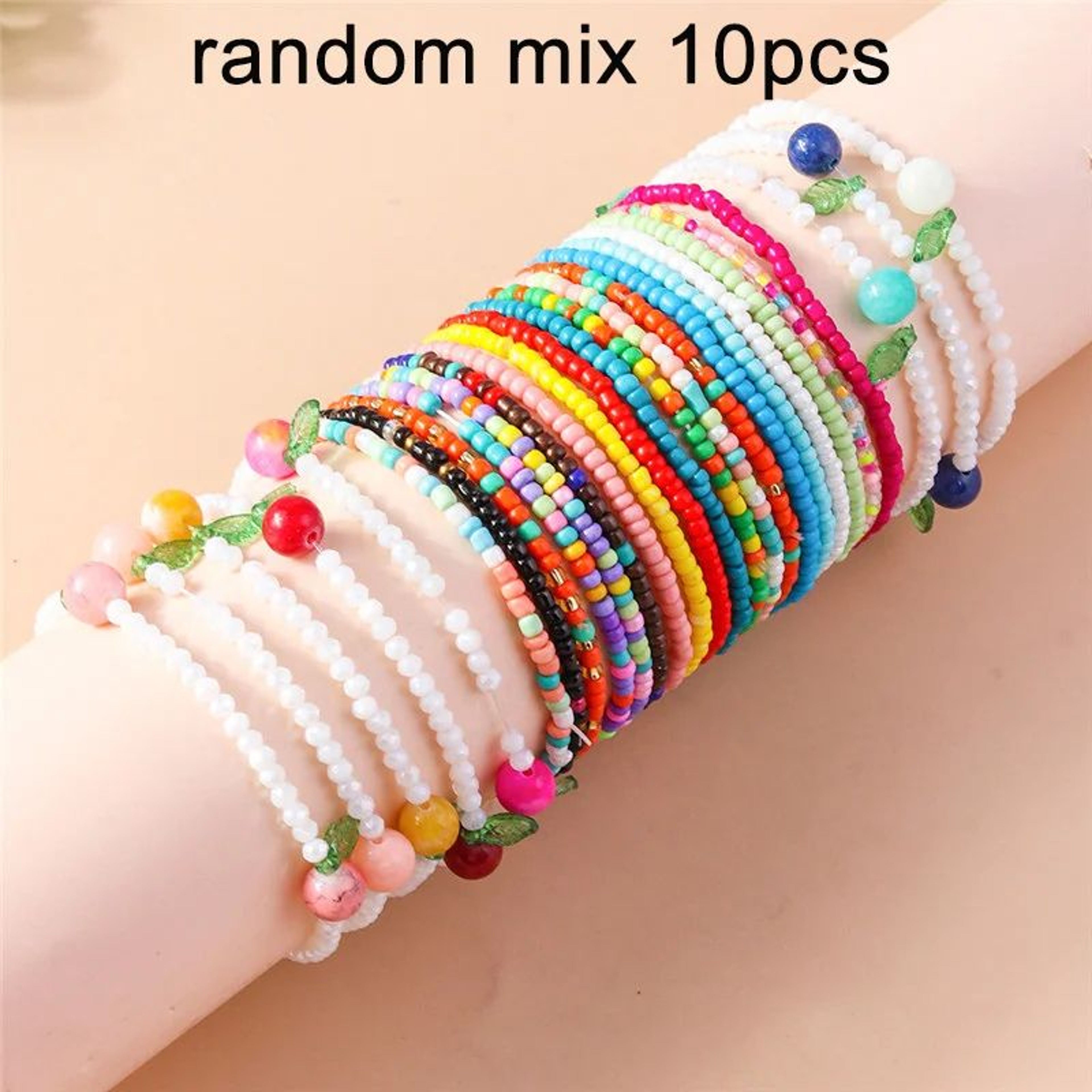 Tenande 7Piece Boho Beaded Smile Face Bracelet Set  Handmade Friendship Stretch Bangles For Women   23