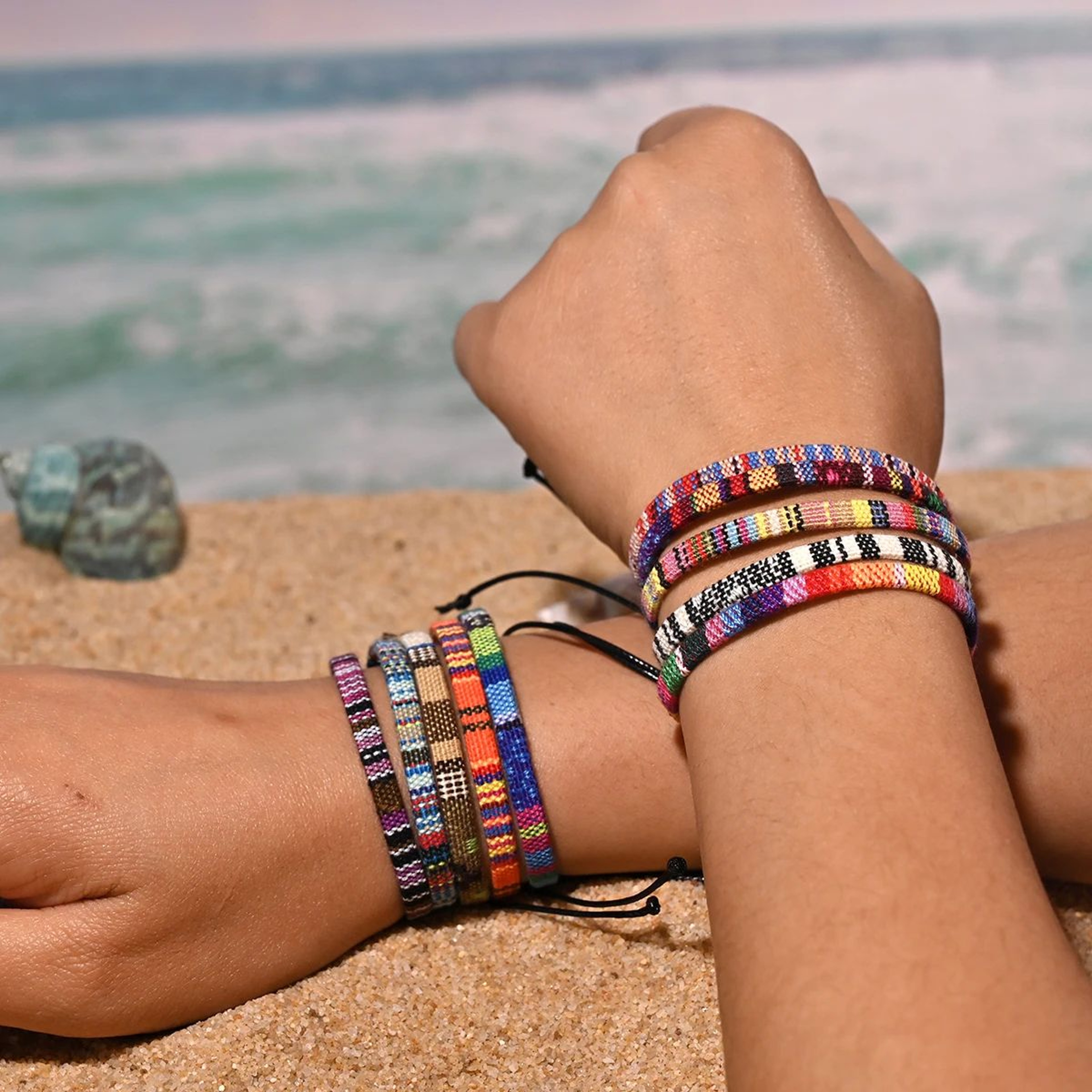 Bohemian Friendship Bracelets Set  10 Pcs Woven Yarn Beach Charm Bracelets For Women  Men 2