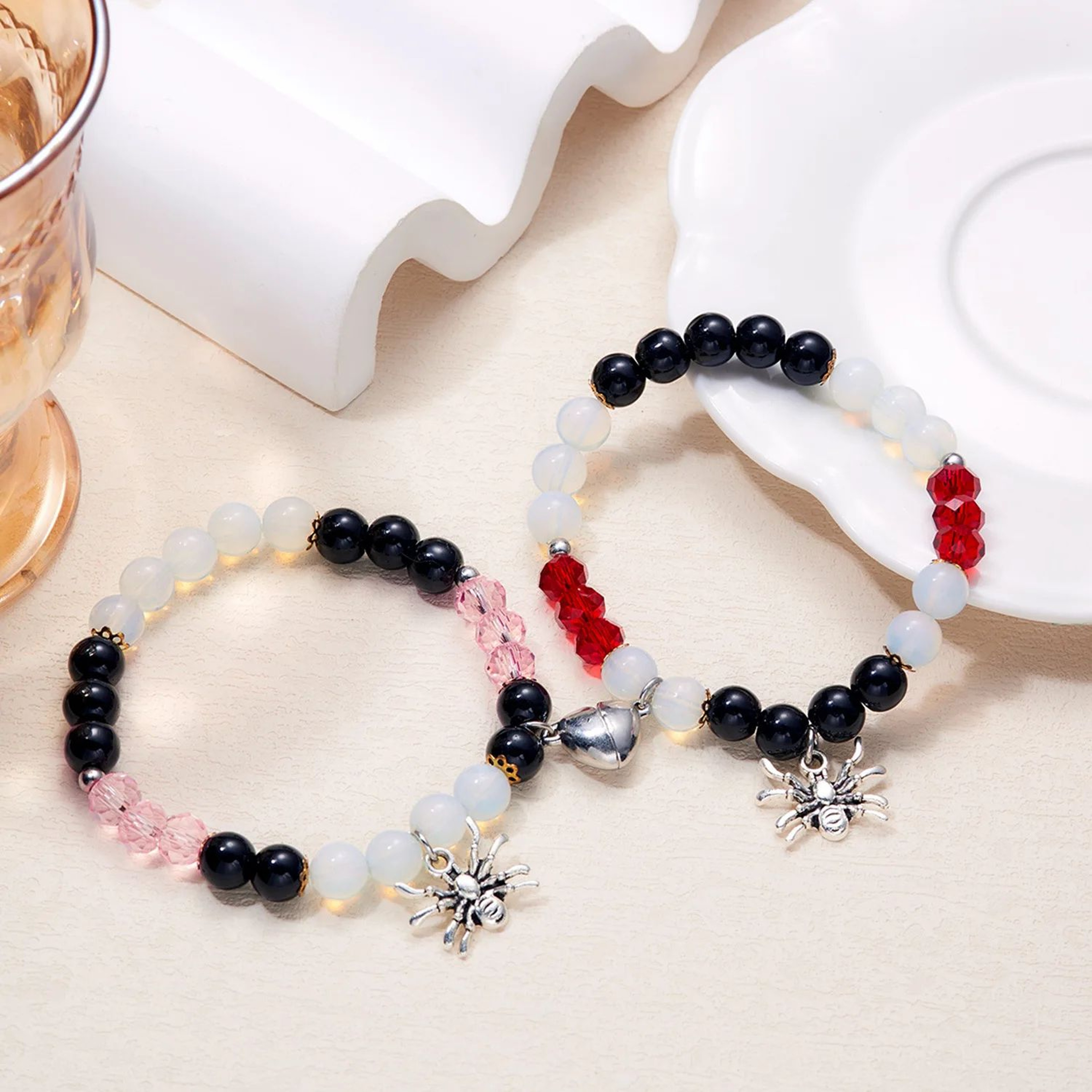 Spider Magnetic Matching Friendship Bracelets For Couples  Adjustable Halloween Charm Bracelets For 7