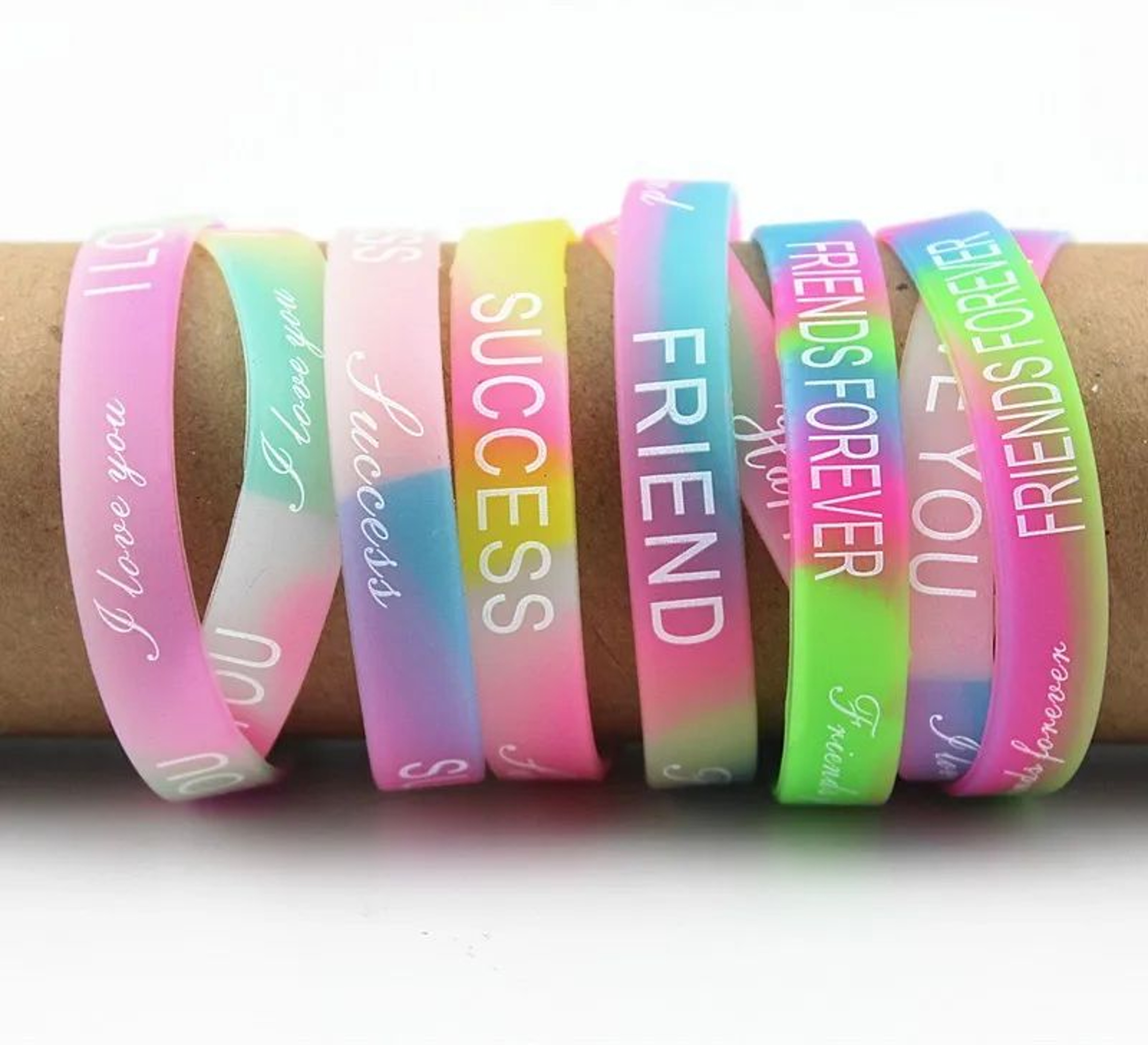 10pcs Glow Silicone Letter Bracelets  Elastic Rubber Wristbands For Men Women  Party Accessories 6