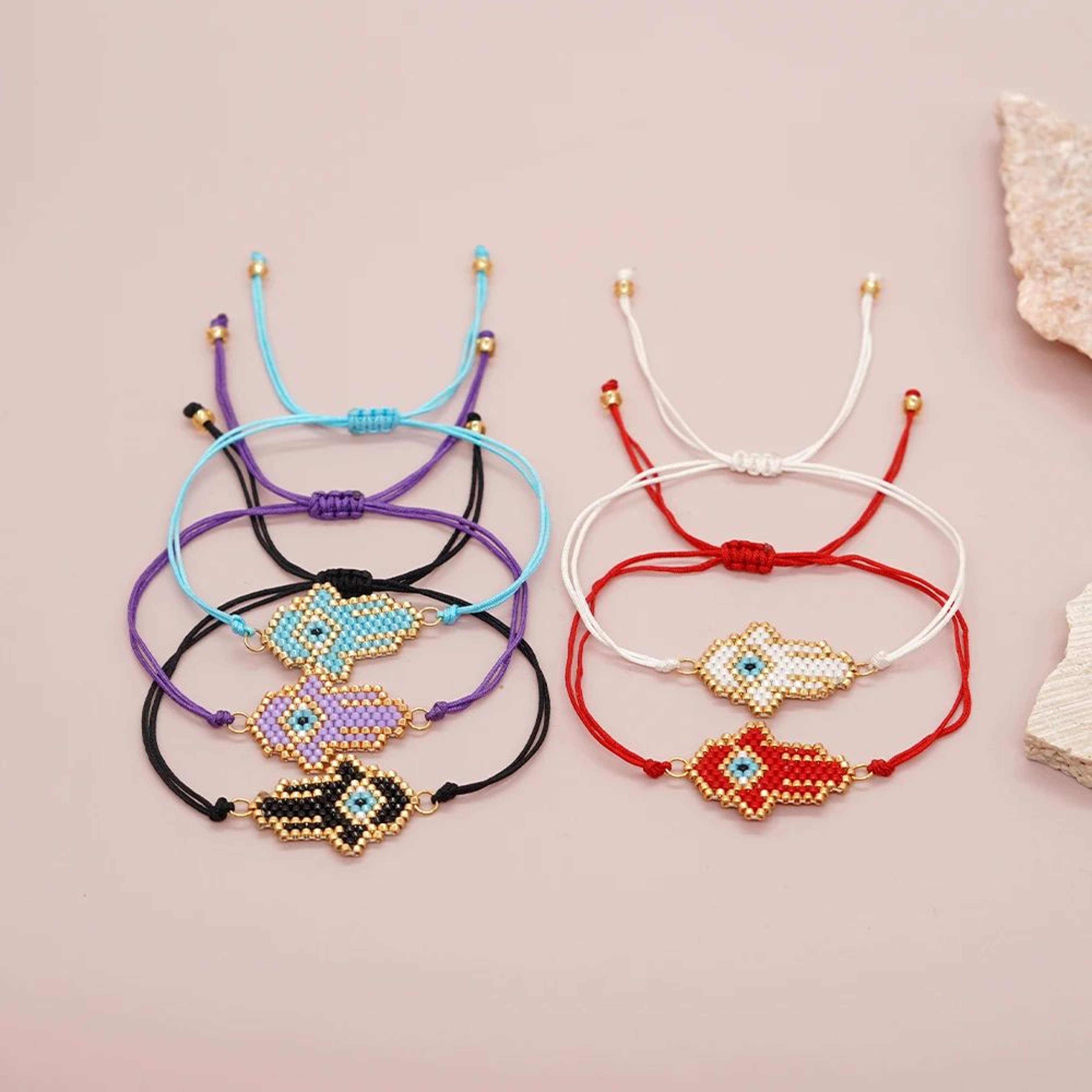 Go2boho Evil Eye Miyuki Beaded Bracelet  Handmade Braided Hamsa Hand Boho Friendship Jewelry For Wo 2