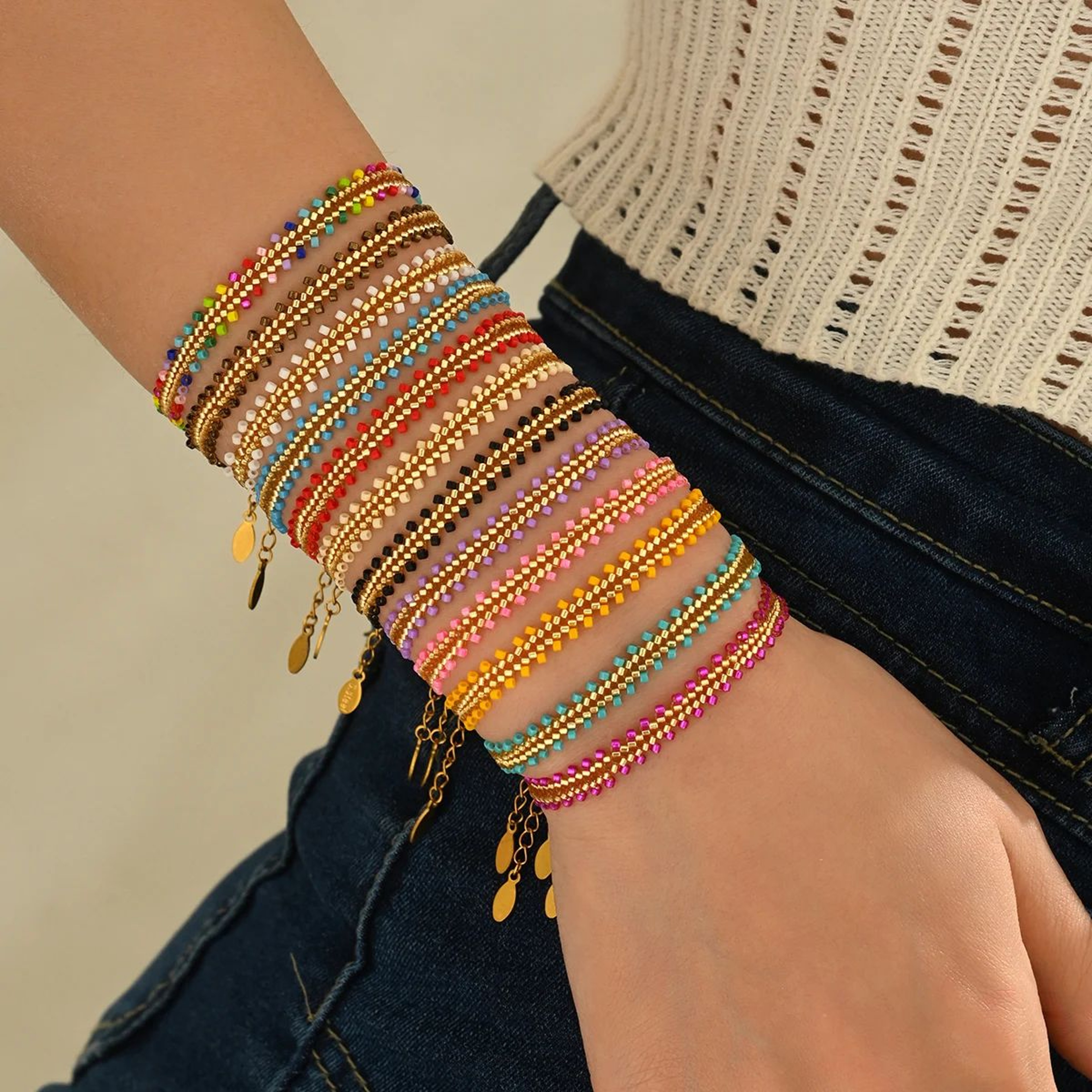 ZHONGVI Bohemian Braided Chain Bracelet  Stainless Steel Minimalist Bangle For Women Adjustable Eve 1