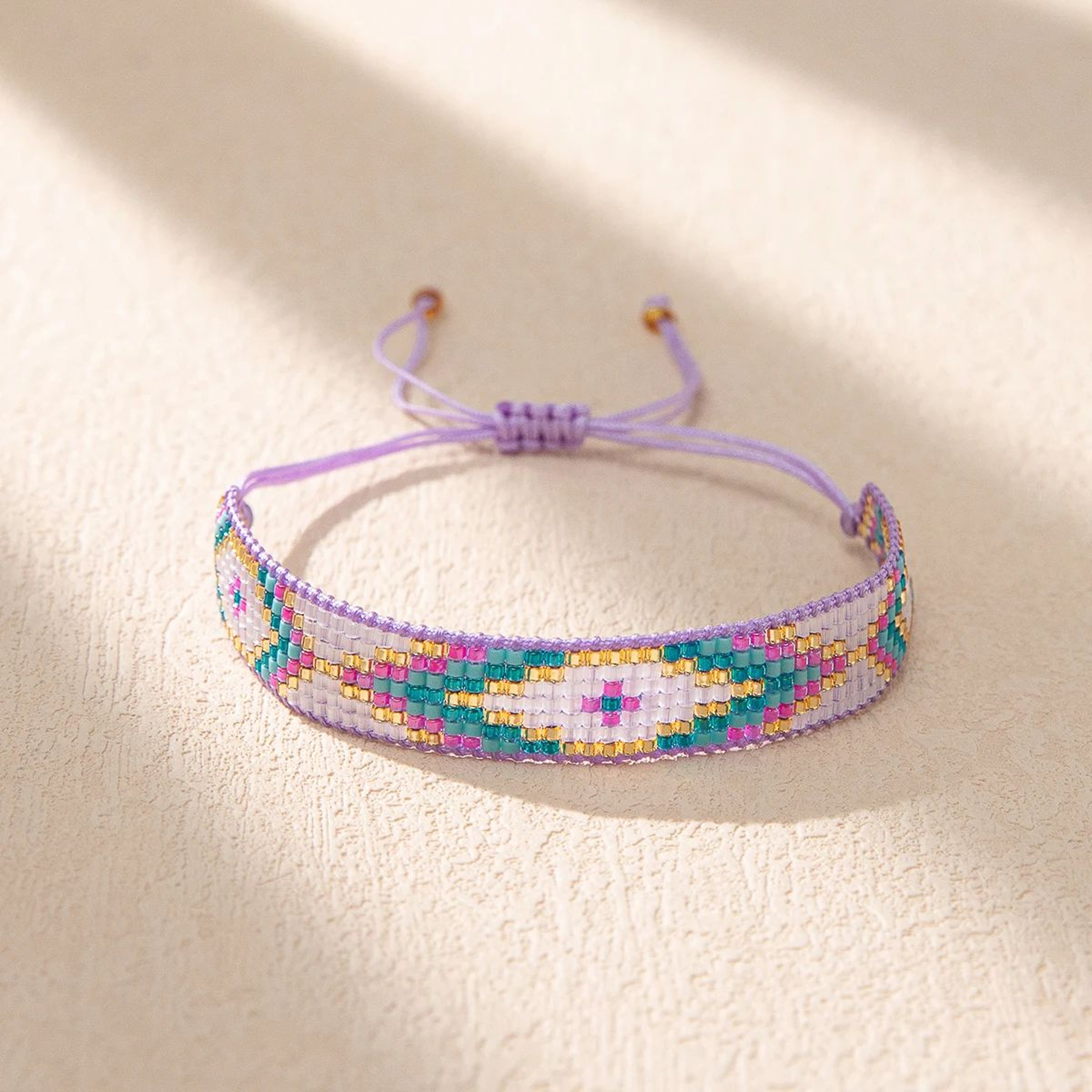 BLUESTAR Miyuki Colorful Beaded Bracelet  Adjustable Boho Rope Chain Charm Bracelet For Women Handm 2