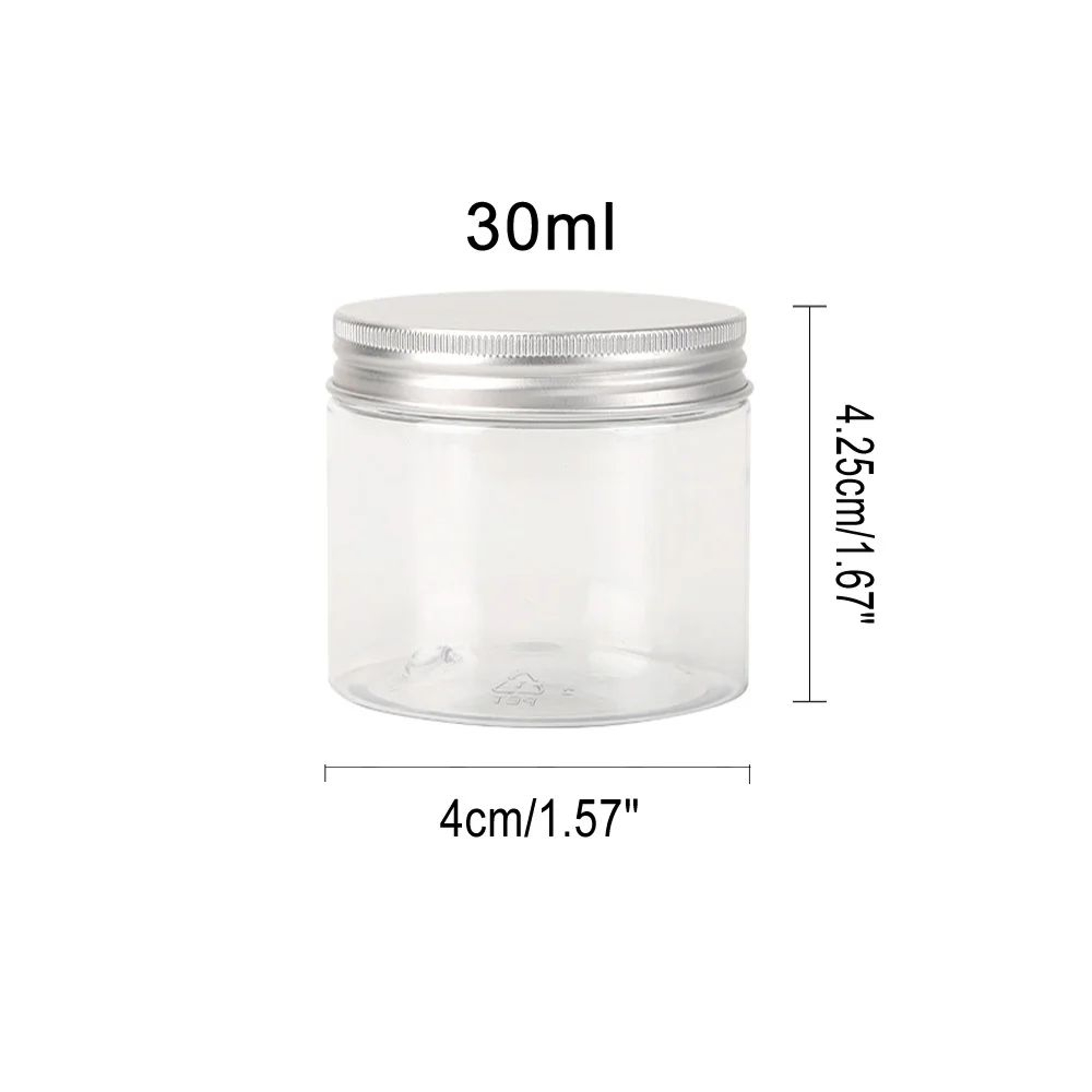 20250 ML Clear Plastic Storage Jars With Aluminum Lids  Airtight WideMouth Food Cosmetic  Travel Co 8